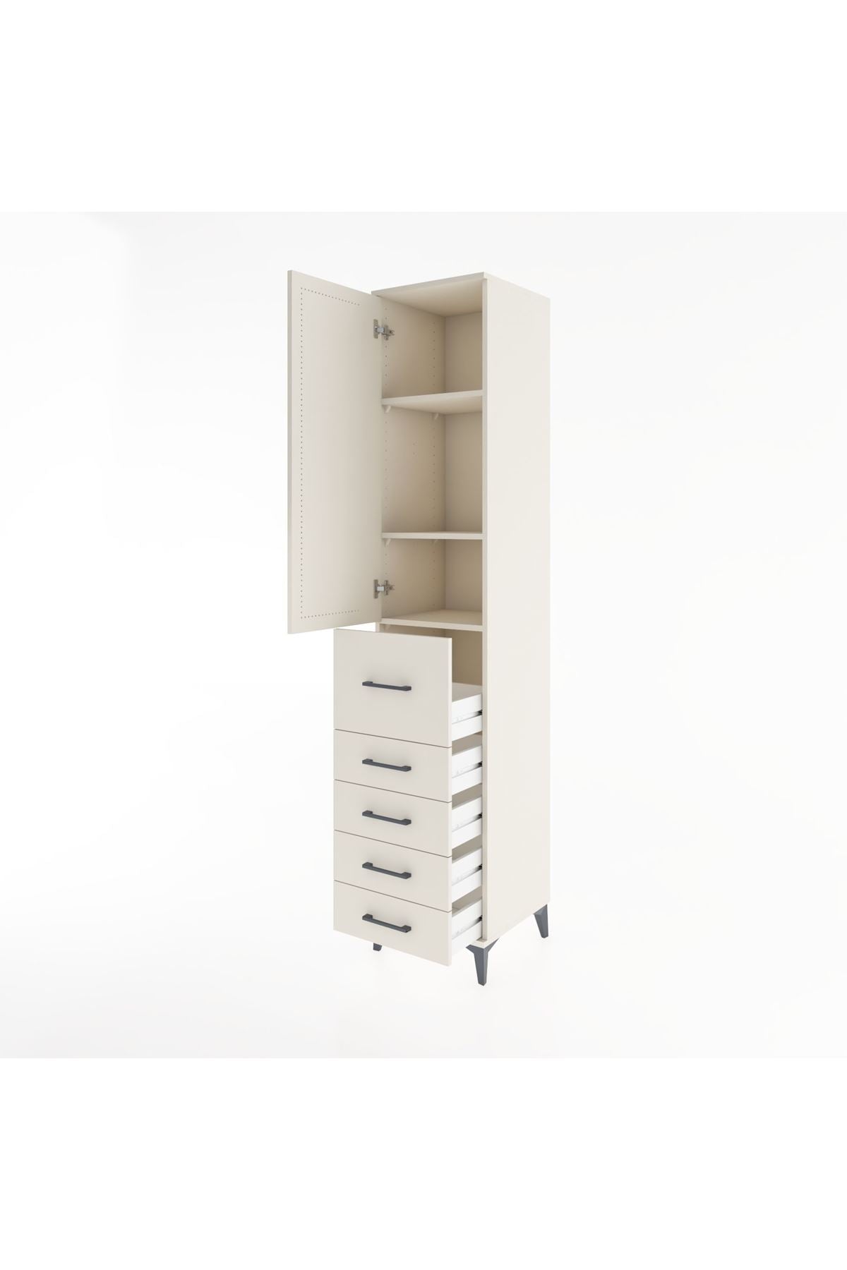 Hyperion Dolap 3 Raflı 5 Çekmeceli Tek Kapaklı 44x44x221 - S61M119V1B