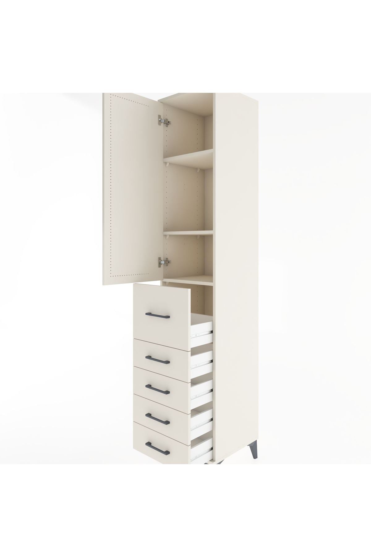 Hyperion Dolap 3 Raflı 5 Çekmeceli Tek Kapaklı 44x44x221 - S61M119V1B