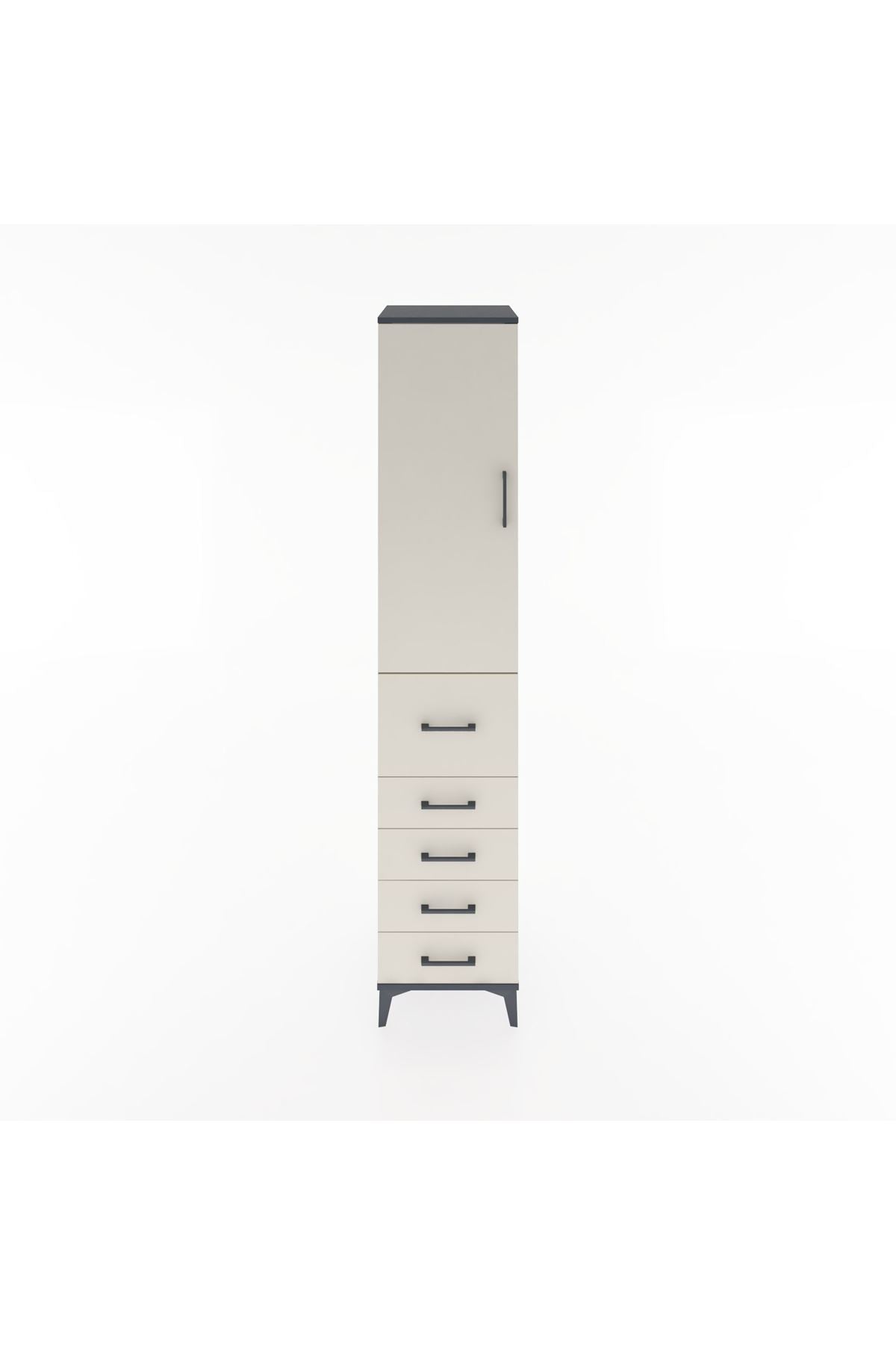 Hyperion Dolap 3 Raflı 5 Çekmeceli Tek Kapaklı 44x44x221 - S61M119V4B