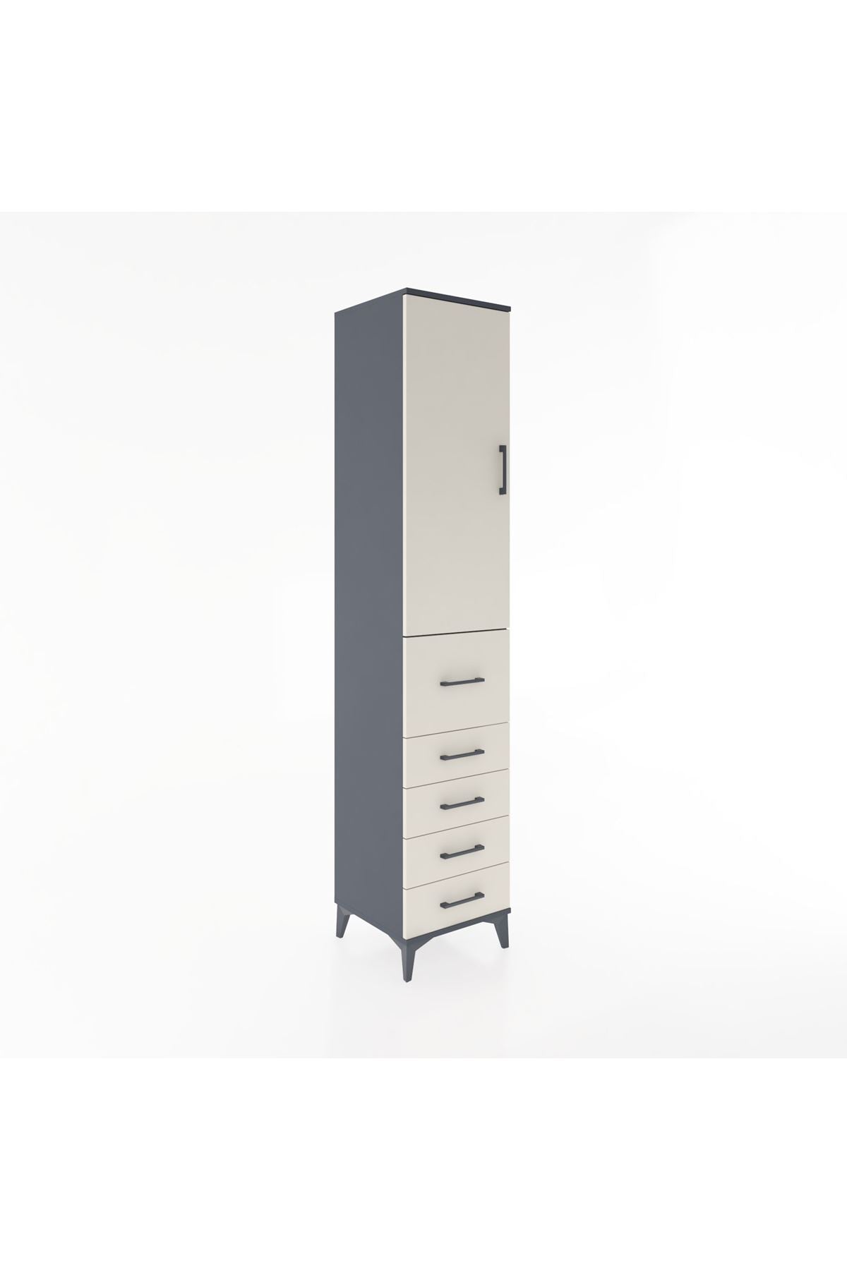 Hyperion Dolap 3 Raflı 5 Çekmeceli Tek Kapaklı 44x44x221 - S61M119V4B