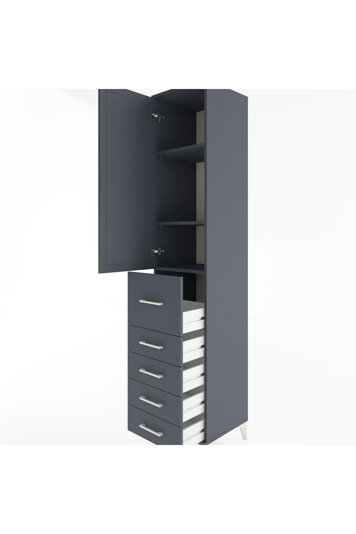 Hyperion Dolap 3 Raflı 5 Çekmeceli Tek Kapaklı 44x44x221 - S61M119V5B