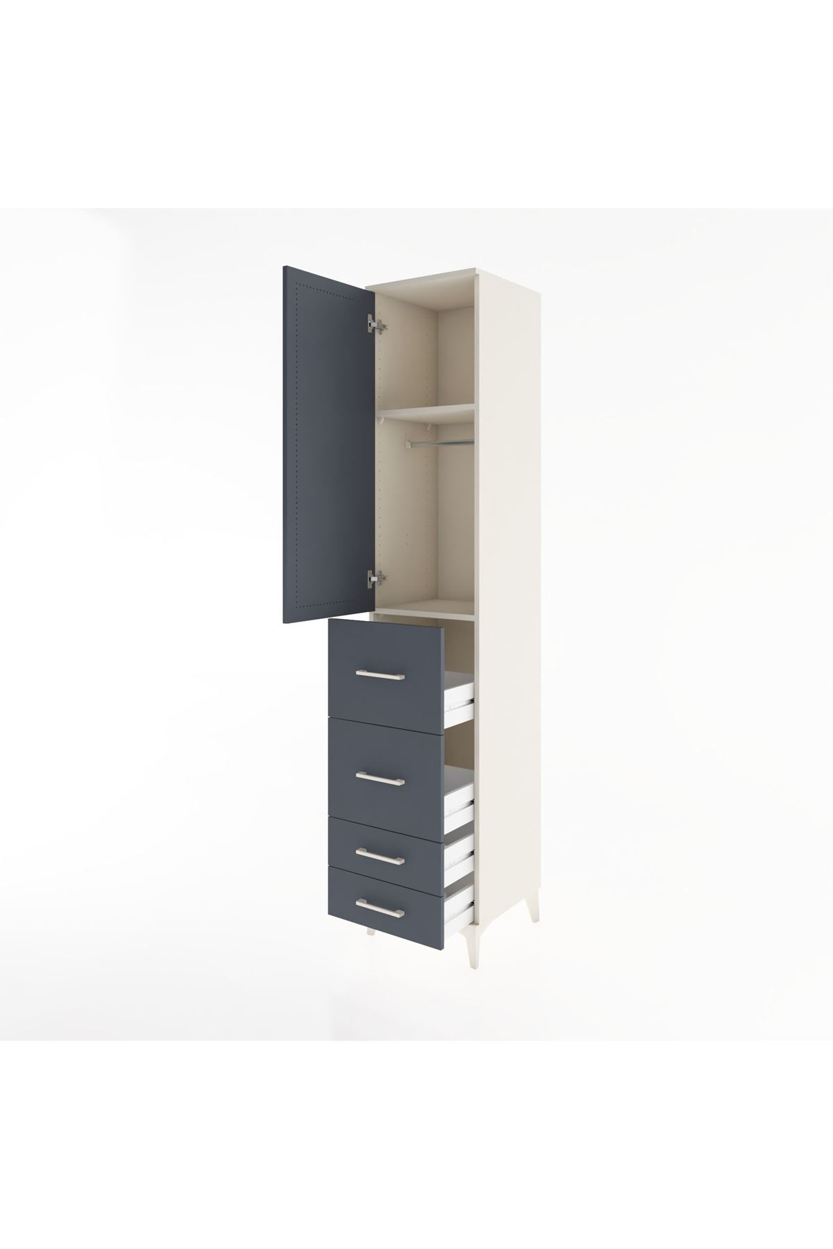 Hyperion Dolap 2 Raflı 4 Çekmeceli Tek Askılı 44x44x221 - S61M120V2B