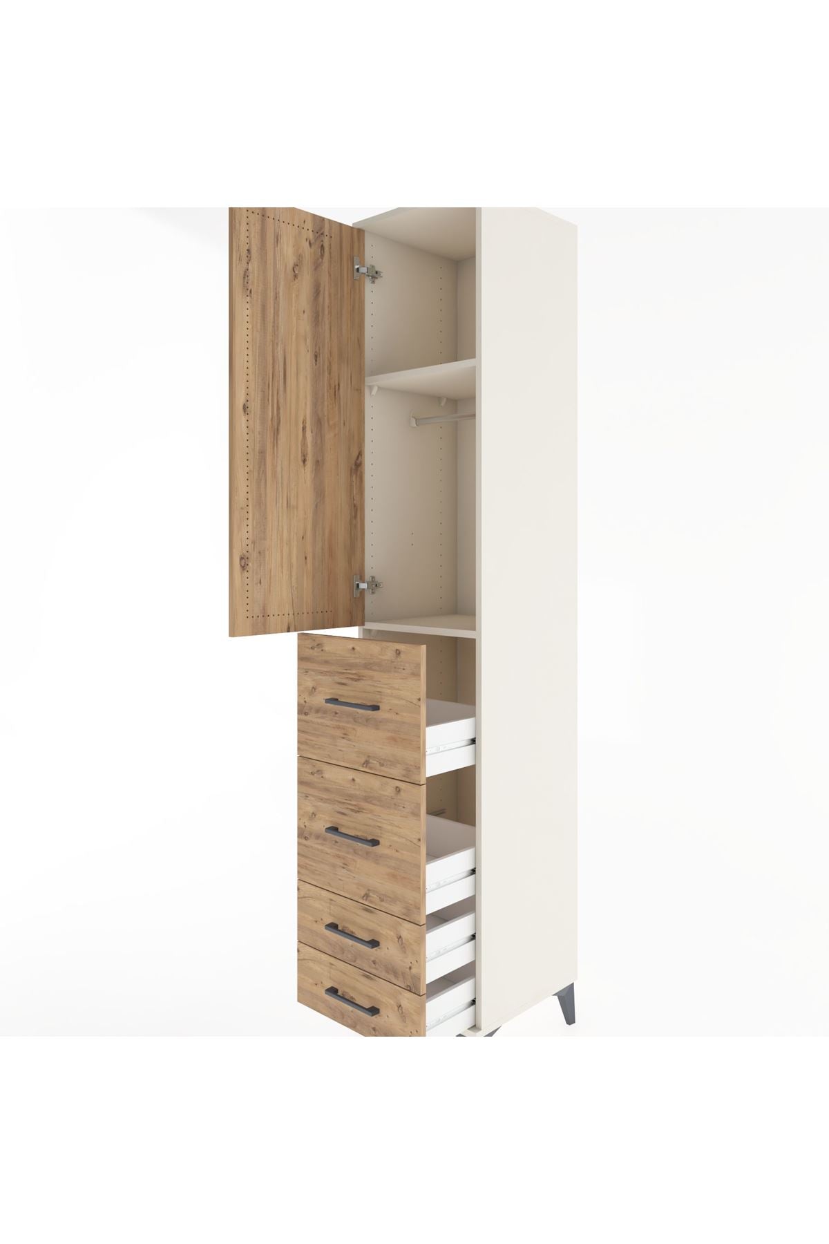 Hyperion Dolap 2 Raflı 4 Çekmeceli Tek Askılı 44x44x221 - S61M120V3B
