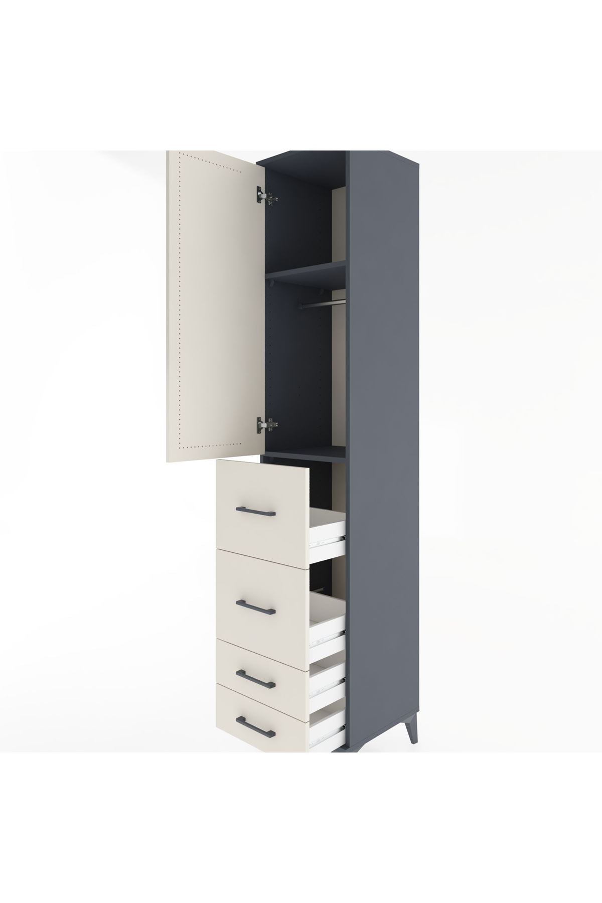 Hyperion Dolap 2 Raflı 4 Çekmeceli Tek Askılı 44x44x221 - S61M120V4B