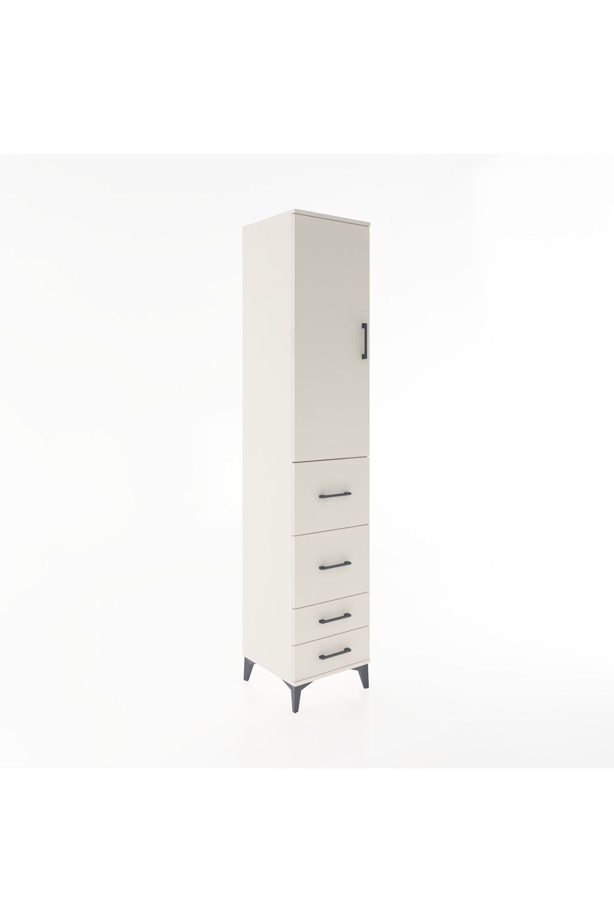 Hyperion Dolap 3 Raflı 4 Çekmeceli Tek Kapaklı 44x44x221 - S61M121V1B