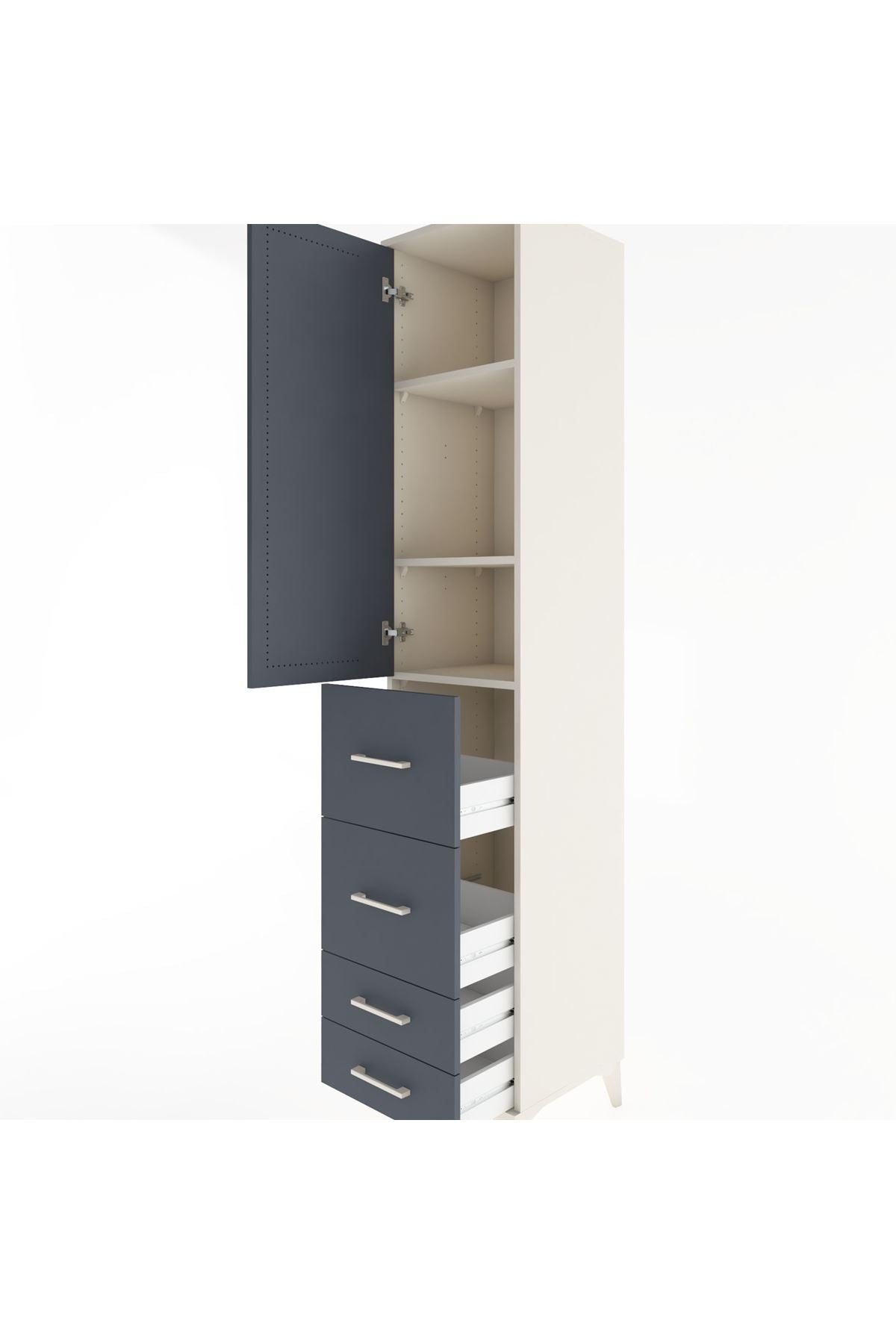 Hyperion Dolap 3 Raflı 4 Çekmeceli Tek Kapaklı 44x44x221 - S61M121V2B