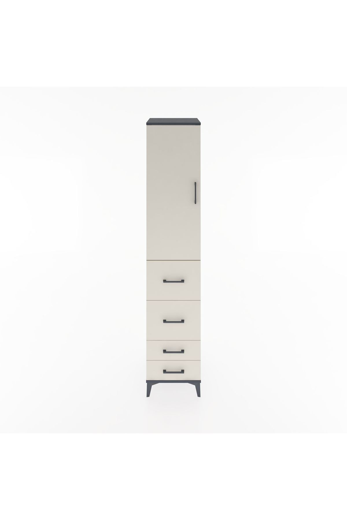 Hyperion Dolap 3 Raflı 4 Çekmeceli Tek Kapaklı 44x44x221 - S61M121V4B