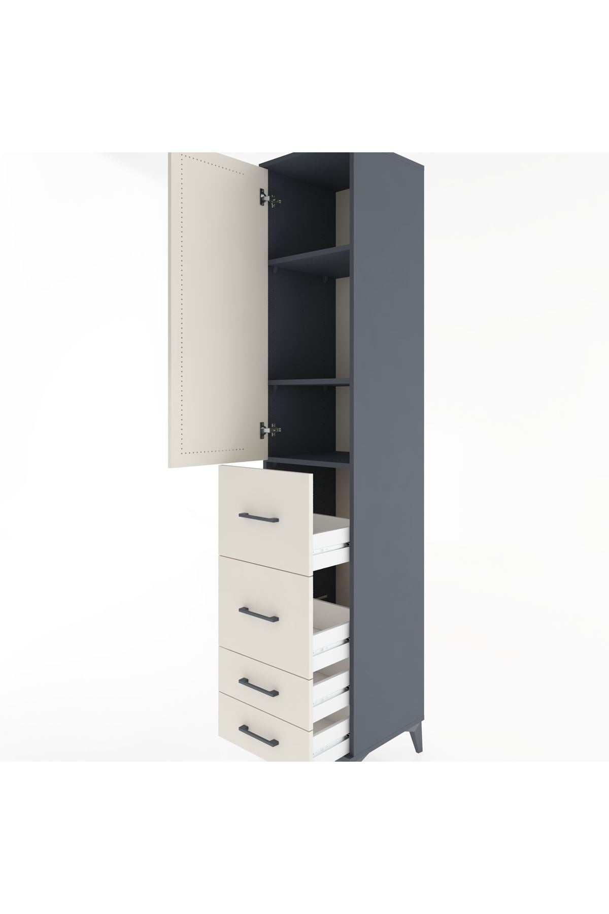 Hyperion Dolap 3 Raflı 4 Çekmeceli Tek Kapaklı 44x44x221 - S61M121V4B