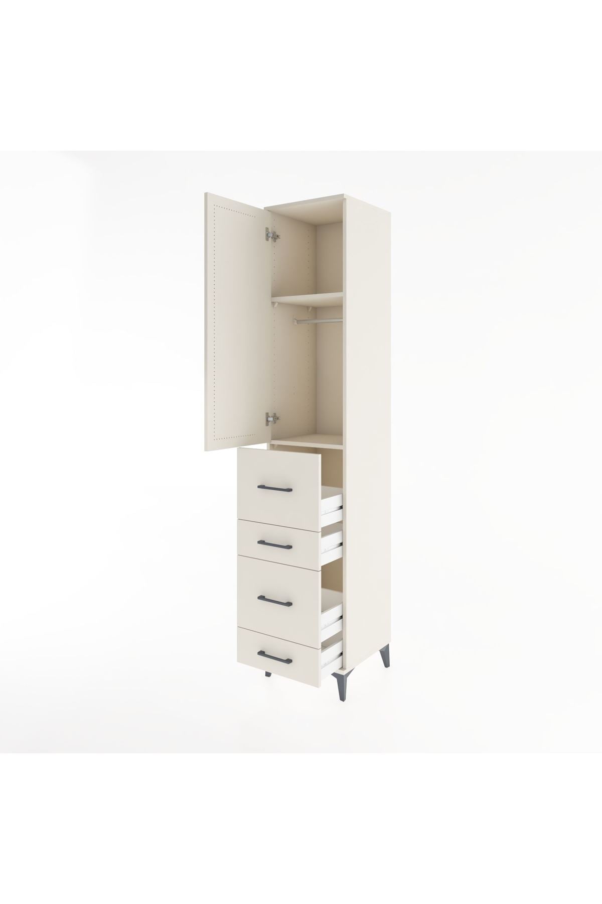 Hyperion Dolap 2 Raflı 4 Çekmeceli Tek Askılı 44x44x221 - S61M124V1B