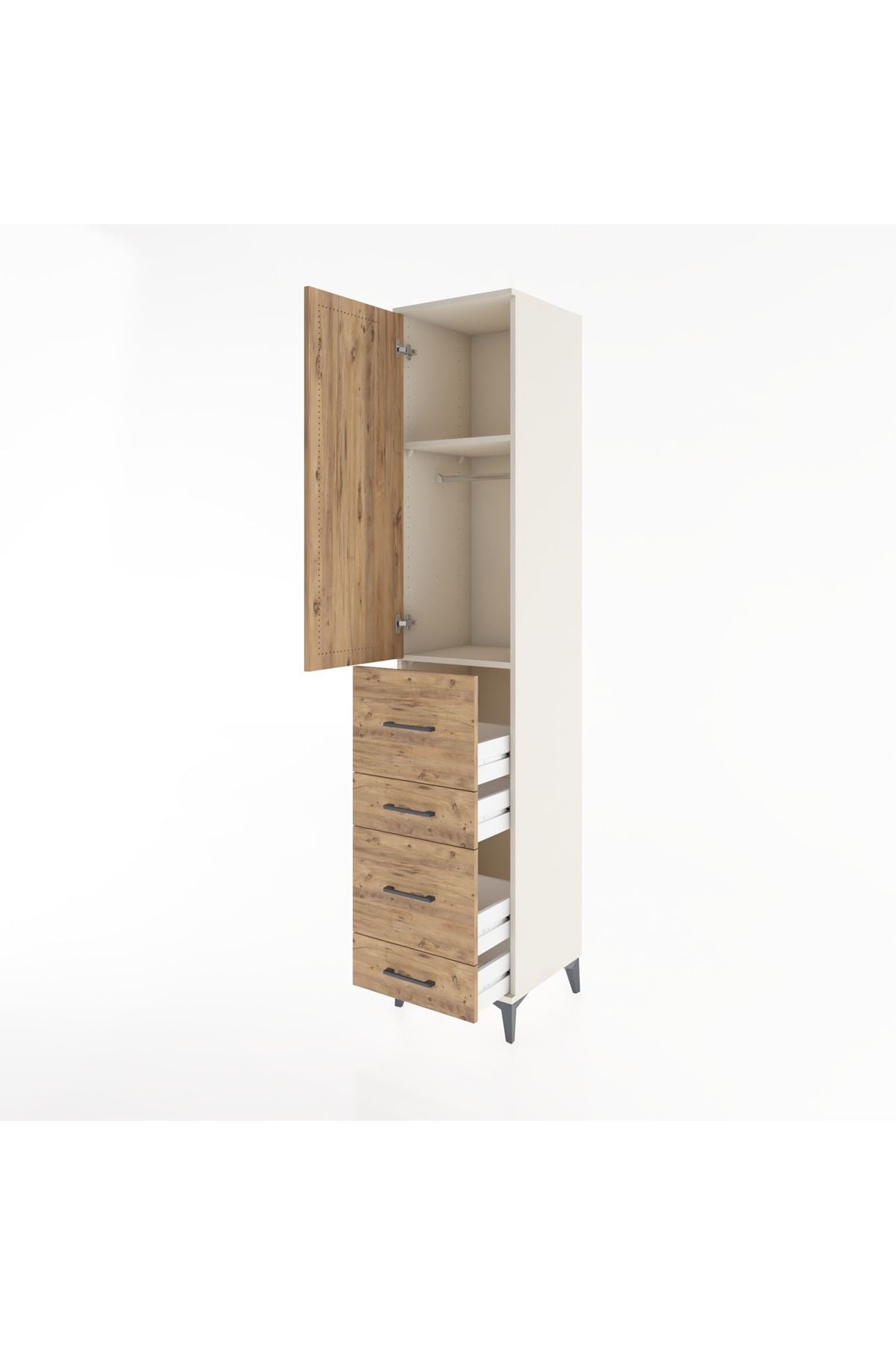 Hyperion Dolap 2 Raflı 4 Çekmeceli Tek Askılı 44x44x221 - S61M124V3B