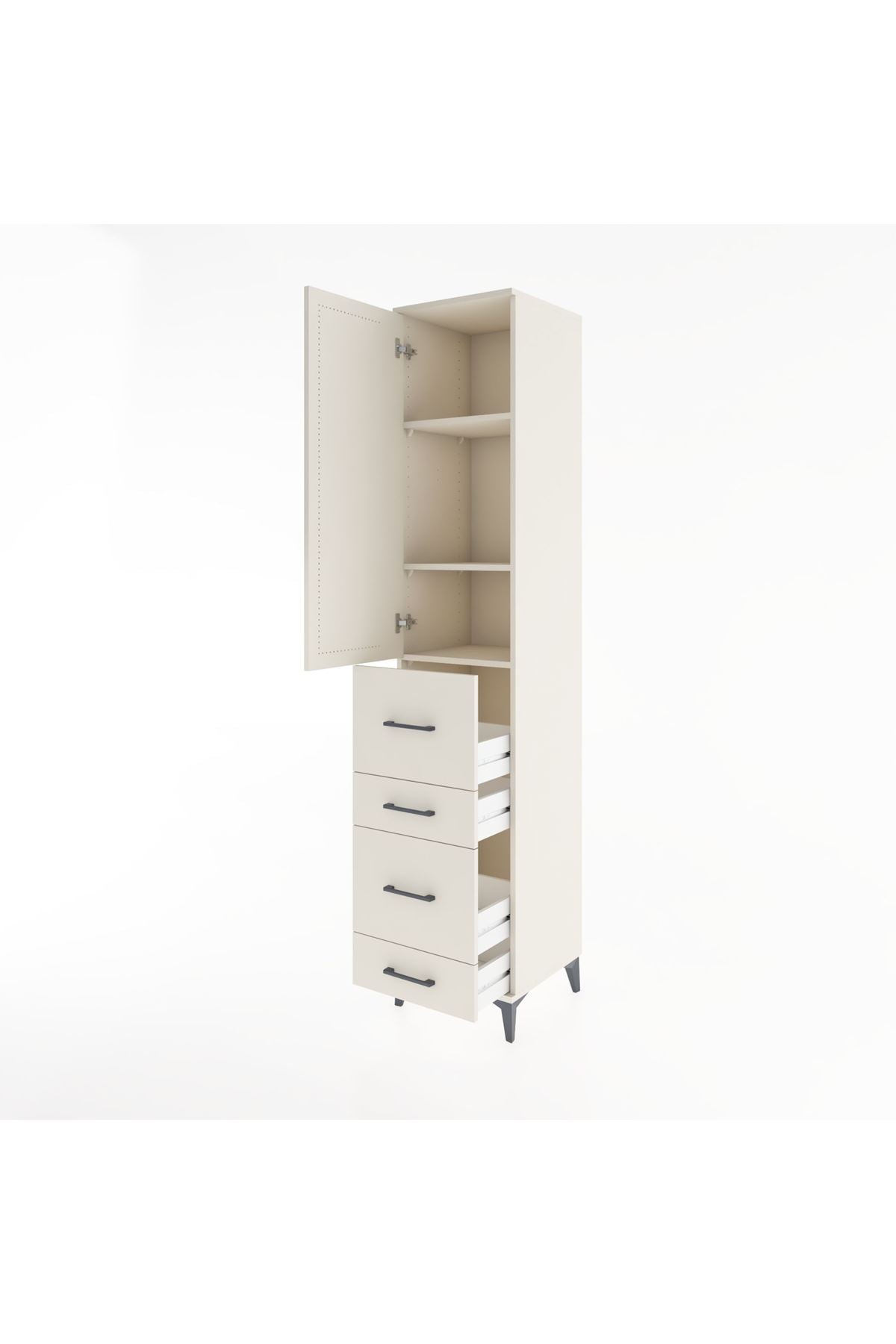 Hyperion Dolap 3 Raflı 4 Çekmeceli Tek Kapaklı 44x44x221 - S61M125V1B