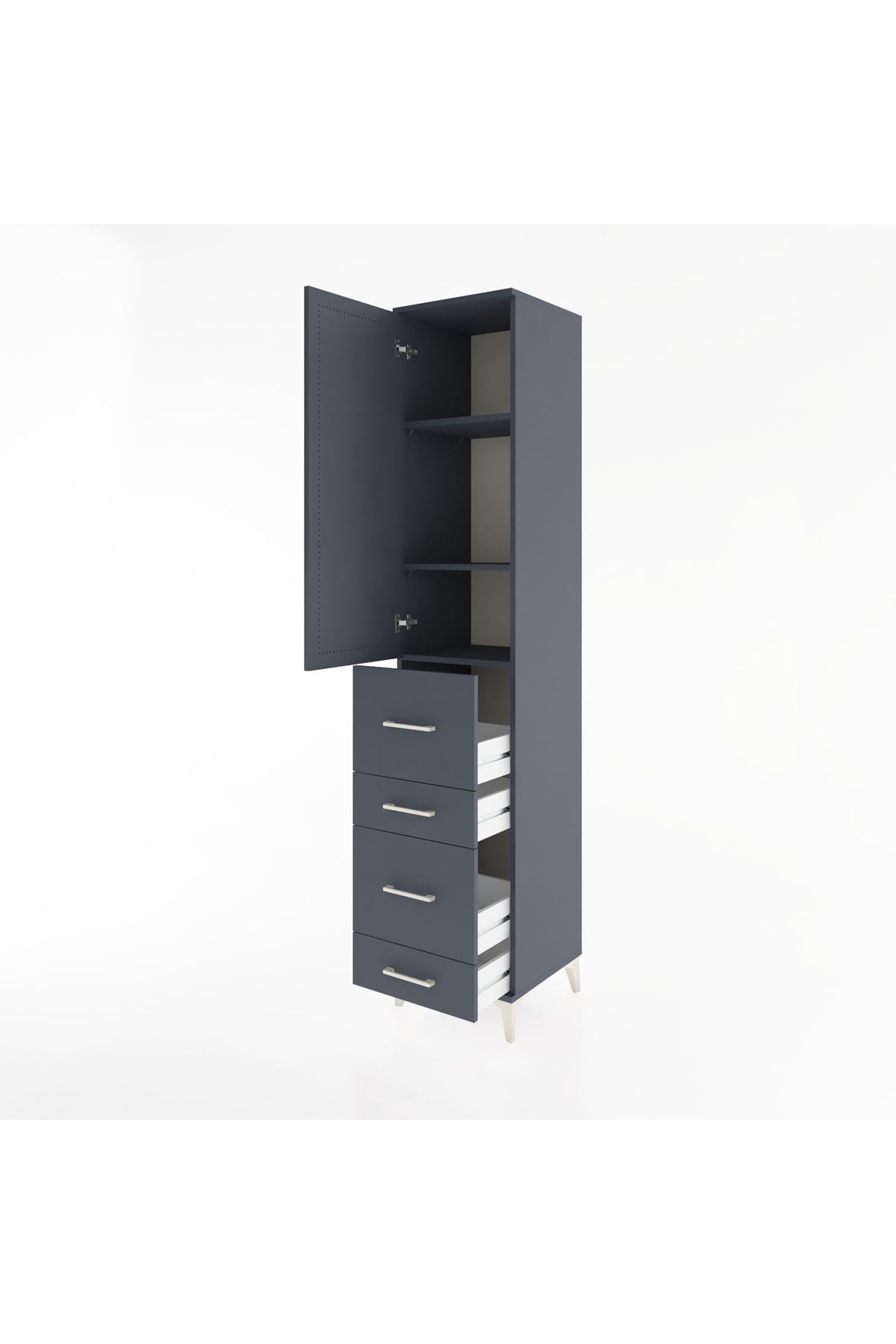 Hyperion Dolap 3 Raflı 4 Çekmeceli Tek Kapaklı 44x44x221 - S61M125V5B
