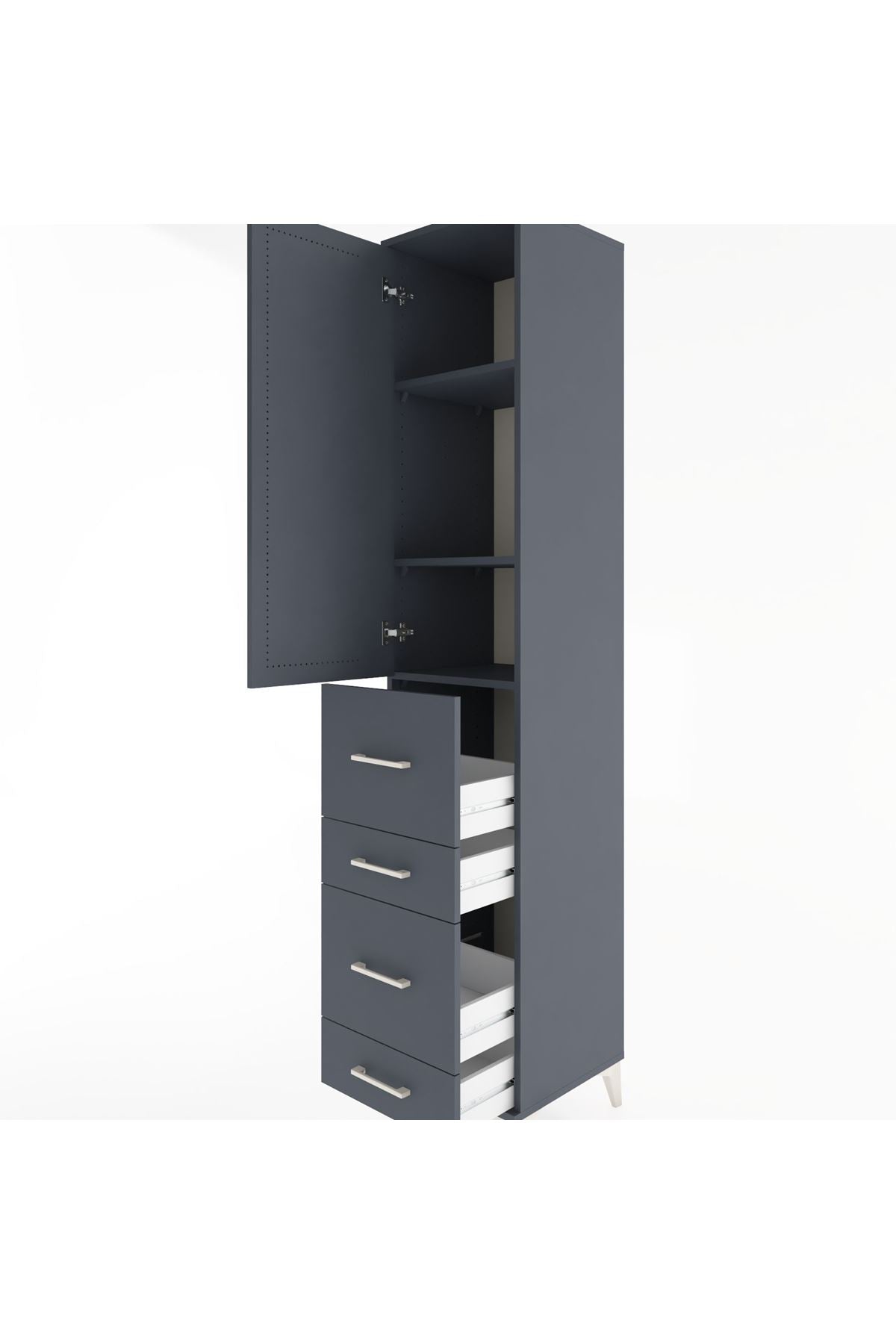 Hyperion Dolap 3 Raflı 4 Çekmeceli Tek Kapaklı 44x44x221 - S61M125V5B