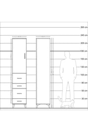 Hyperion Dolap 3 Raflı 4 Çekmeceli Tek Kapaklı 44x44x221 - S61M125V8B