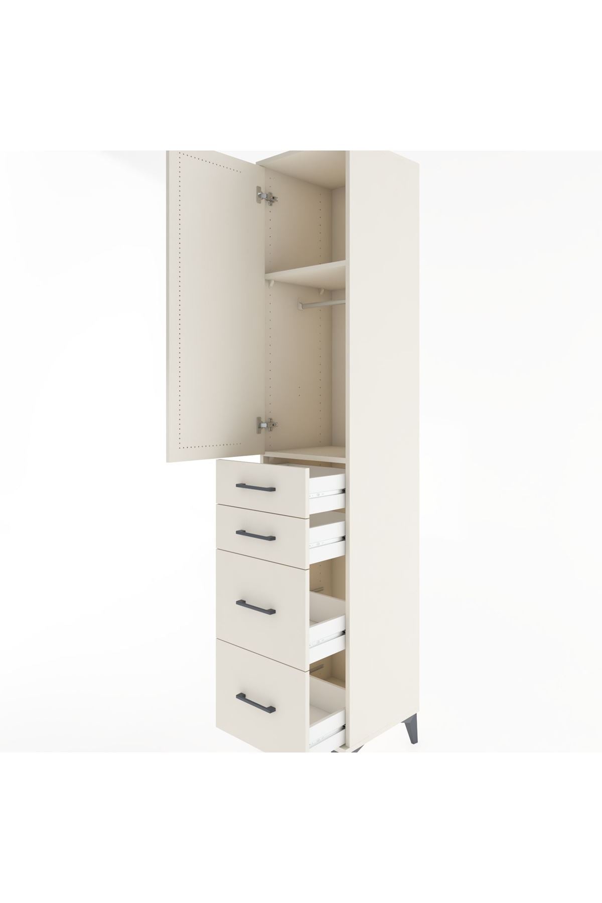 Hyperion Dolap 2 Raflı 4 Çekmeceli Tek Askılı 44x44x221 - S61M126V1B