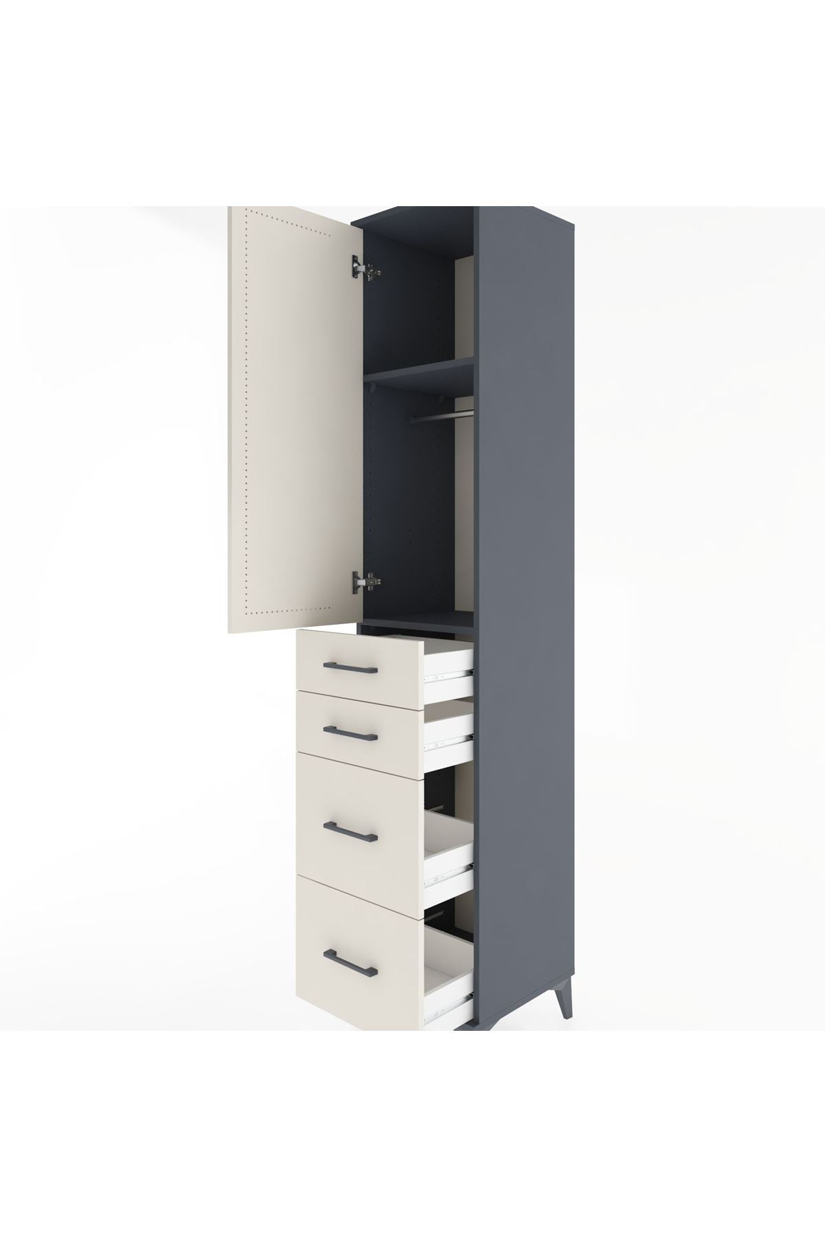 Hyperion Dolap 2 Raflı 4 Çekmeceli Tek Askılı 44x44x221 - S61M126V4B