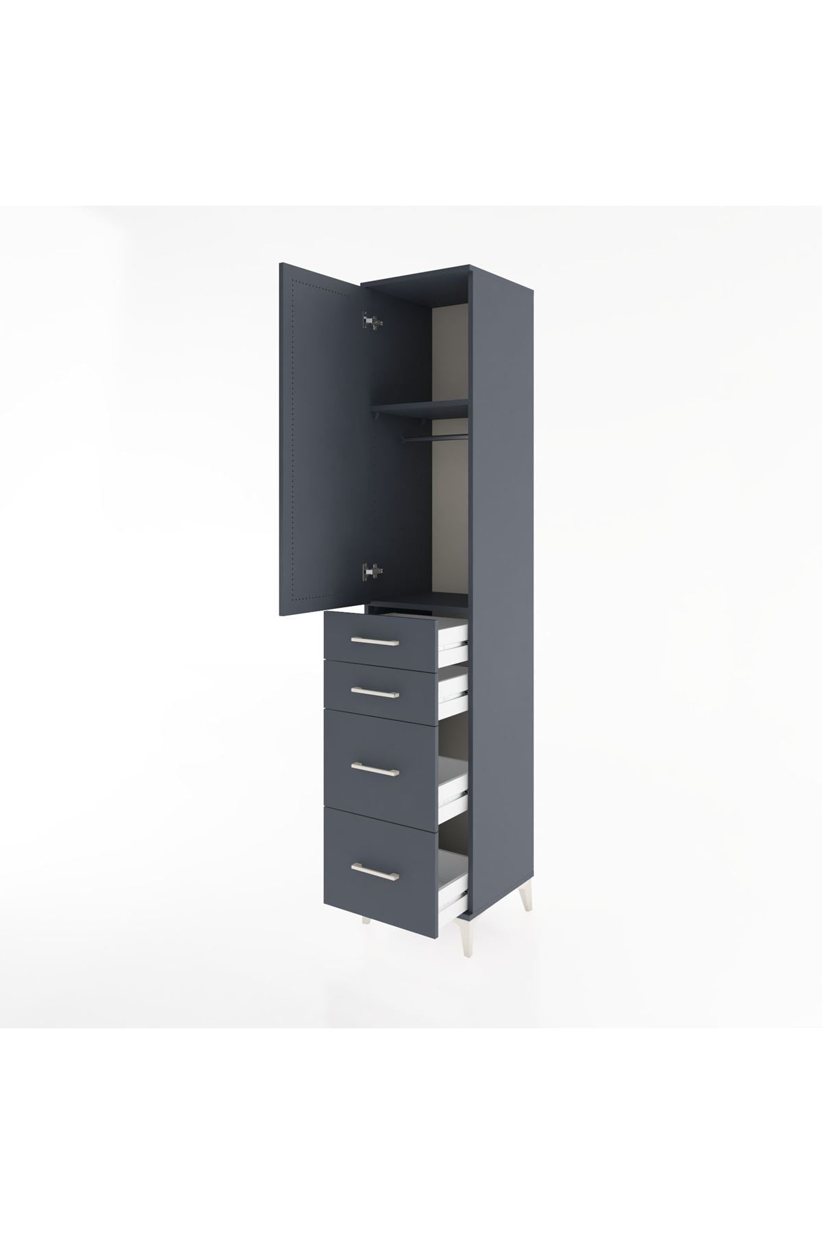 Hyperion Dolap 2 Raflı 4 Çekmeceli Tek Askılı 44x44x221 - S61M126V5B
