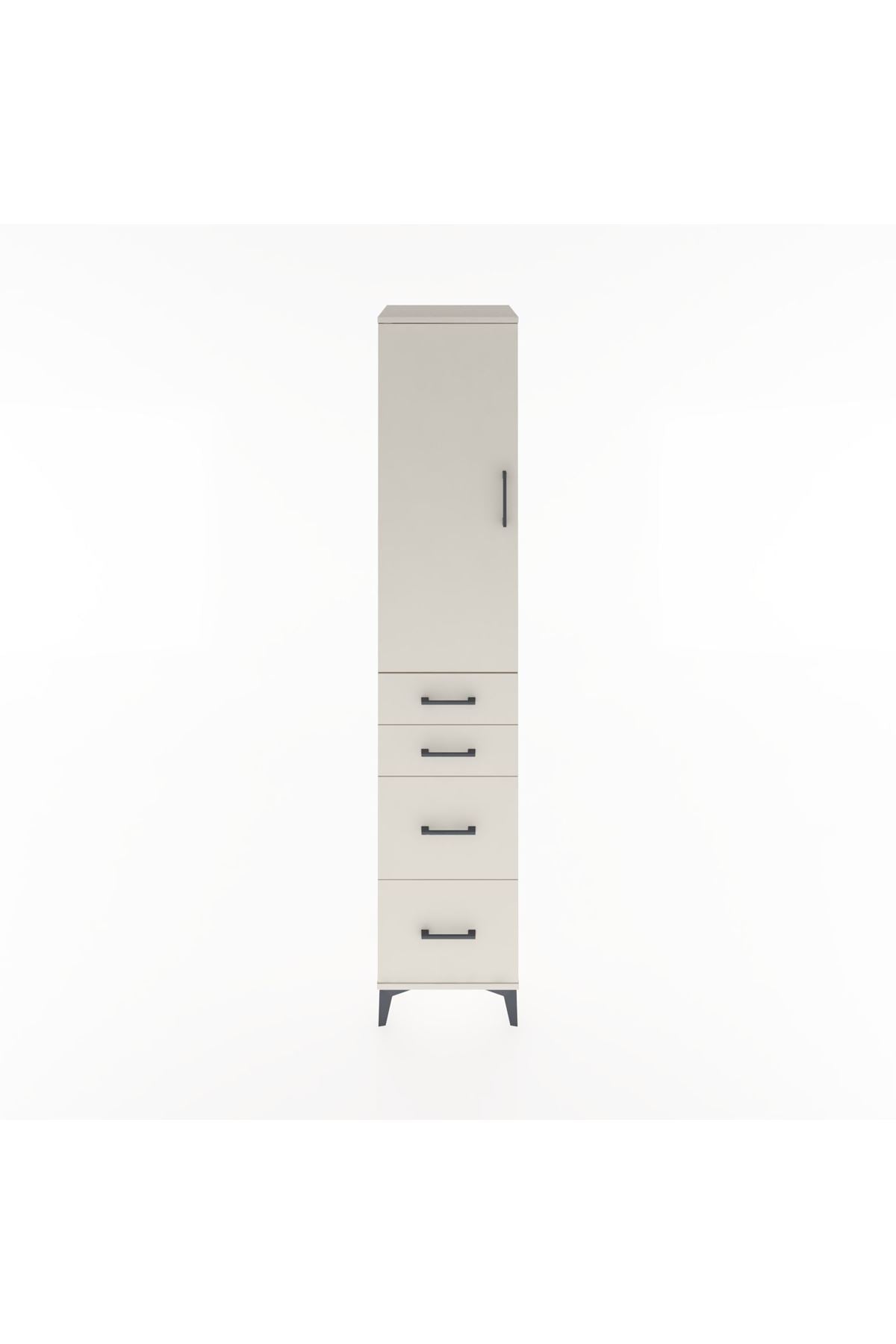 Hyperion Dolap 3 Raflı 4 Çekmeceli Tek Kapaklı 44x44x221 - S61M127V1B