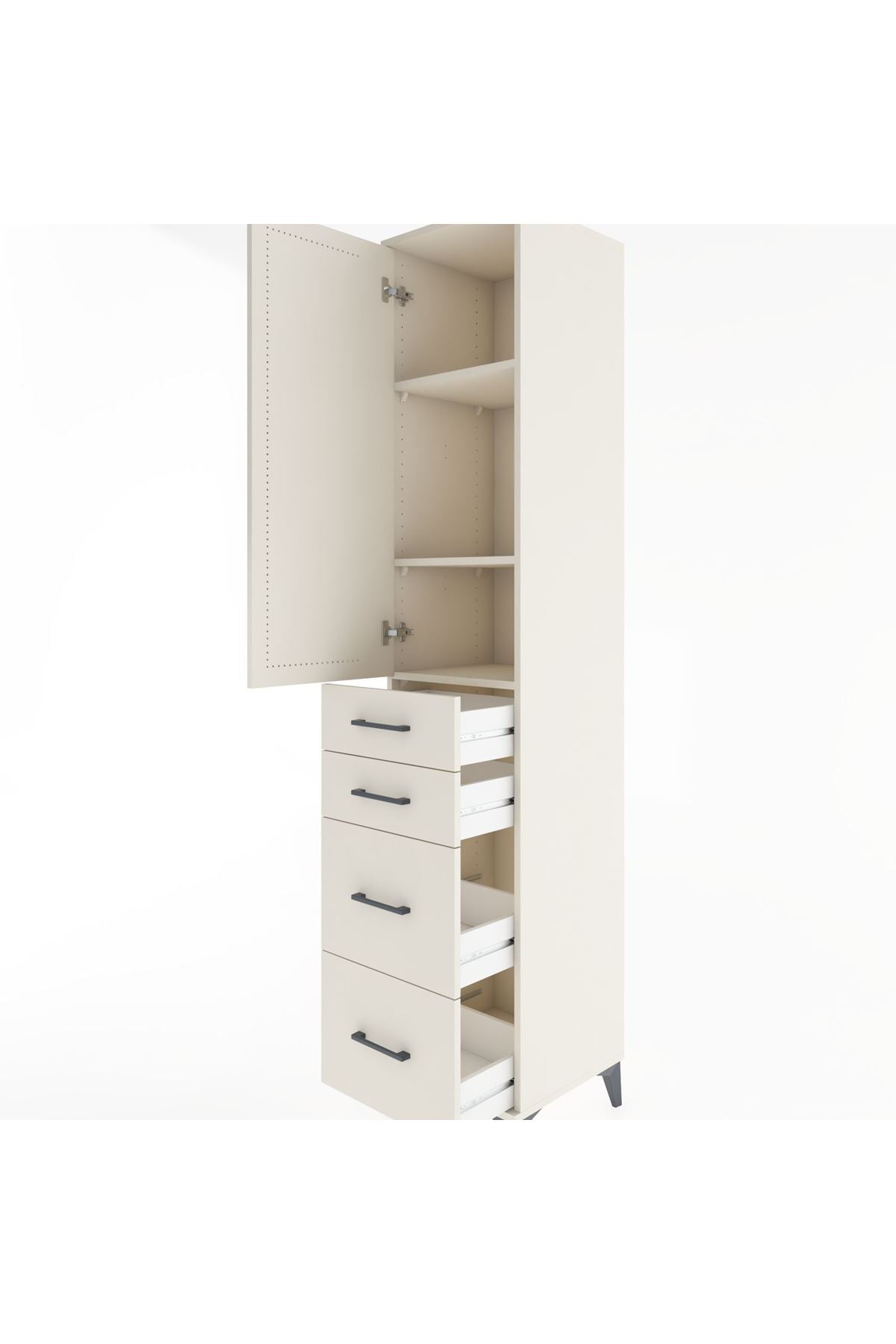 Hyperion Dolap 3 Raflı 4 Çekmeceli Tek Kapaklı 44x44x221 - S61M127V1B