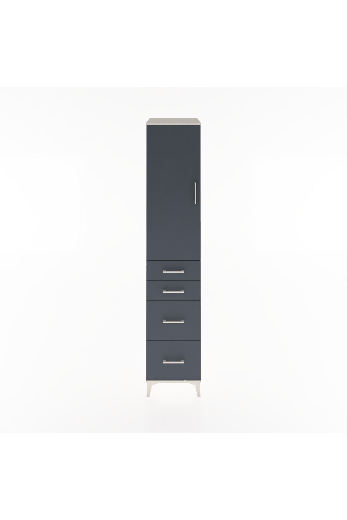 Hyperion Dolap 3 Raflı 4 Çekmeceli Tek Kapaklı 44x44x221 - S61M127V2B