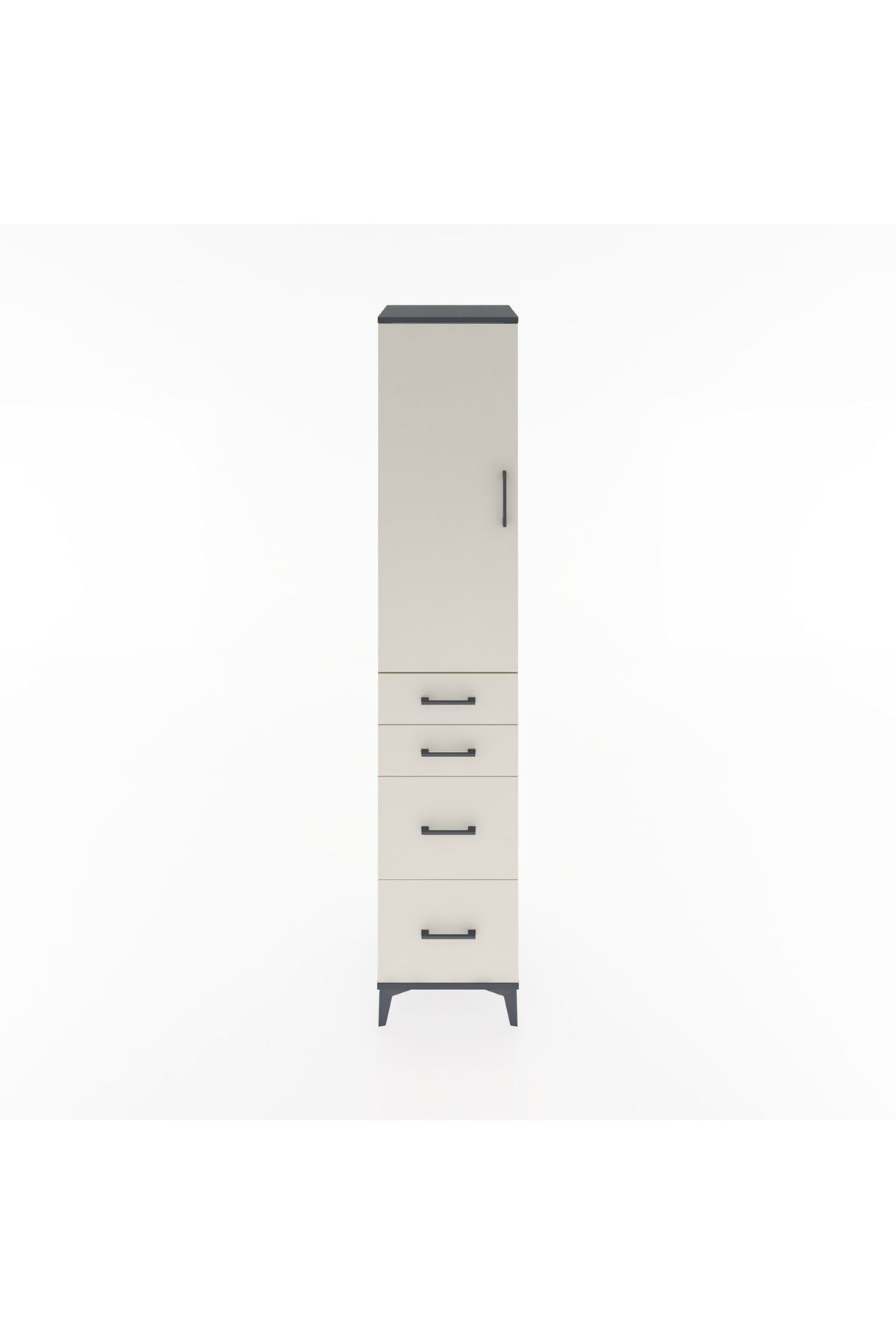 Hyperion Dolap 3 Raflı 4 Çekmeceli Tek Kapaklı 44x44x221 - S61M127V4B