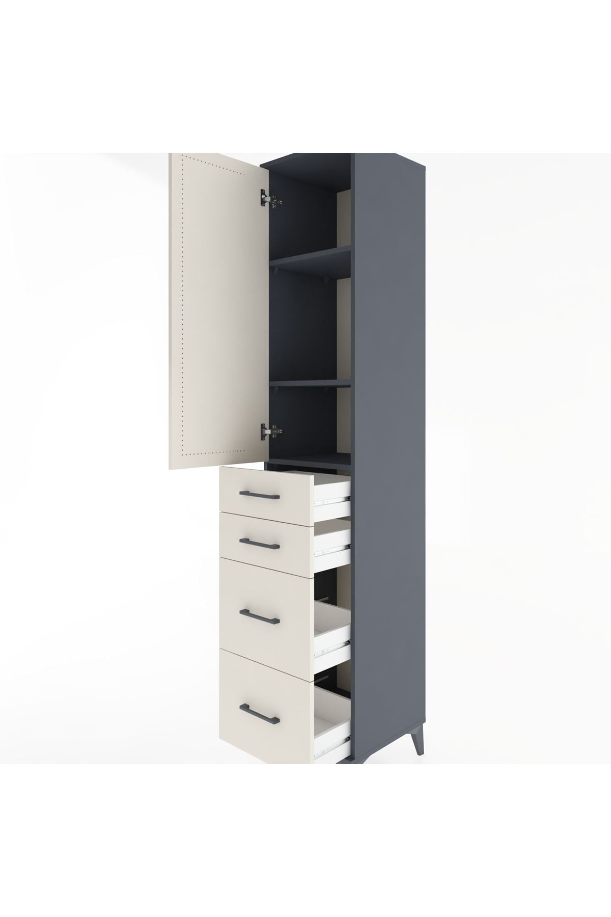 Hyperion Dolap 3 Raflı 4 Çekmeceli Tek Kapaklı 44x44x221 - S61M127V4B