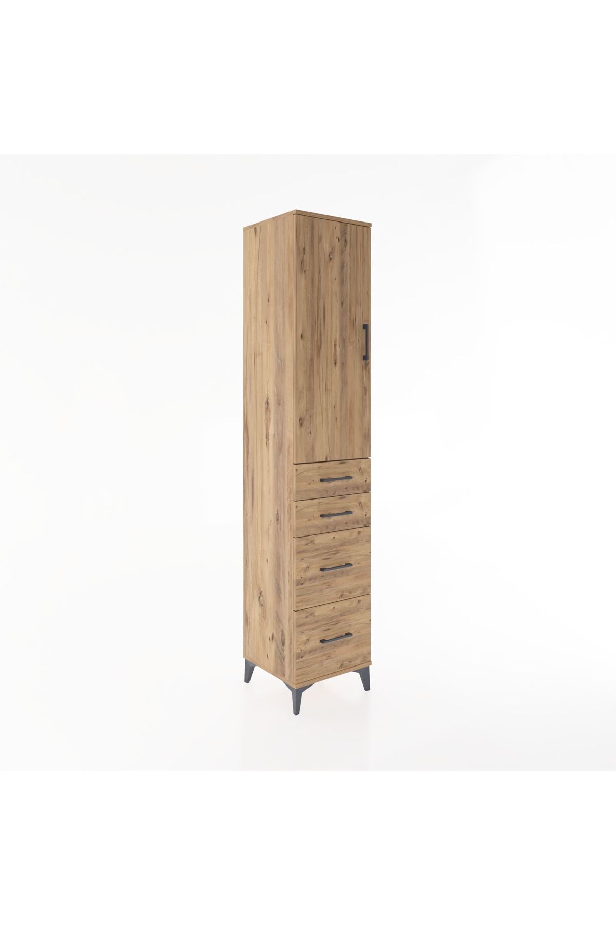 Hyperion Dolap 3 Raflı 4 Çekmeceli Tek Kapaklı 44x44x221 - S61M127V9B
