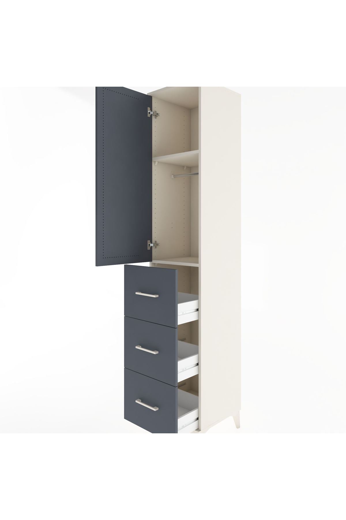 Hyperion Dolap 2 Raflı 3 Çekmeceli Tek Askılı 44x44x221 - S61M128V2B