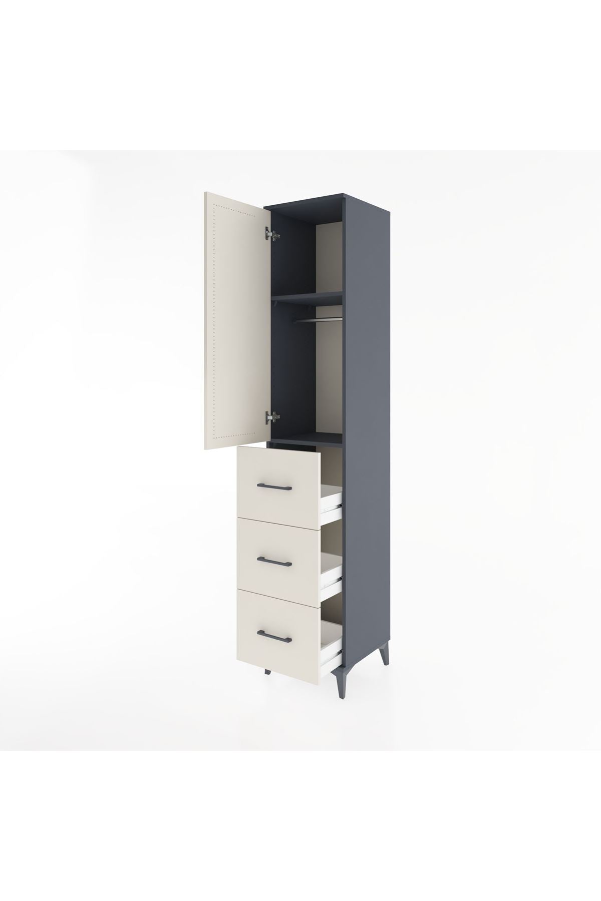 Hyperion Dolap 2 Raflı 3 Çekmeceli Tek Askılı 44x44x221 - S61M128V4B