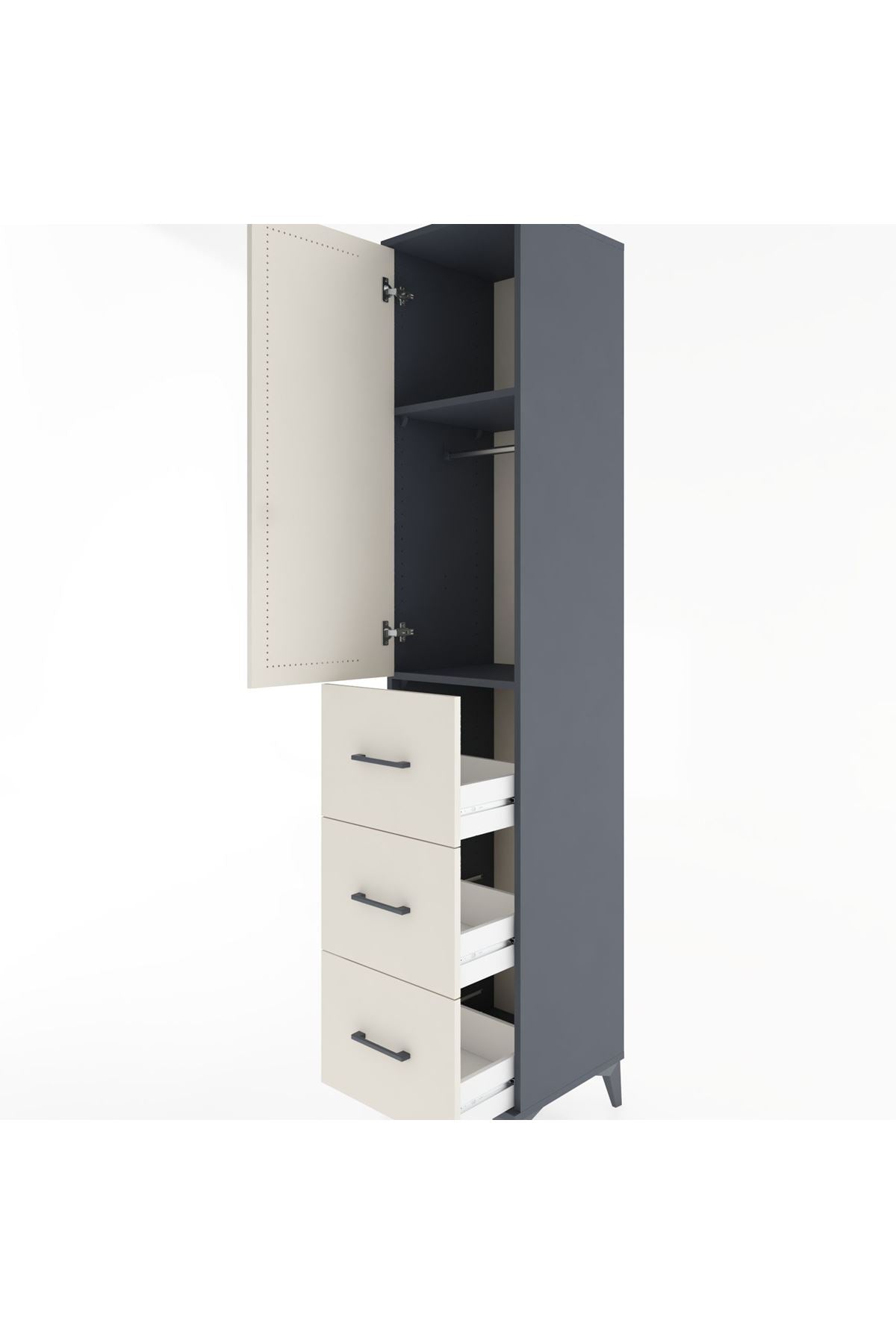 Hyperion Dolap 2 Raflı 3 Çekmeceli Tek Askılı 44x44x221 - S61M128V4B