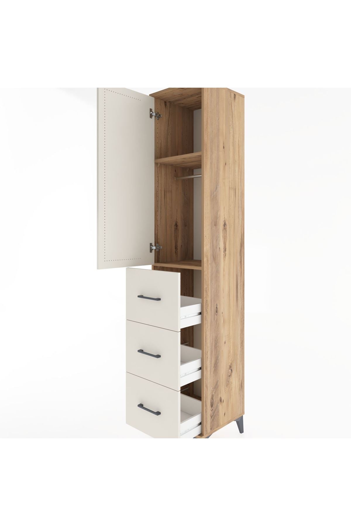 Hyperion Dolap 2 Raflı 3 Çekmeceli Tek Askılı 44x44x221 - S61M128V7B