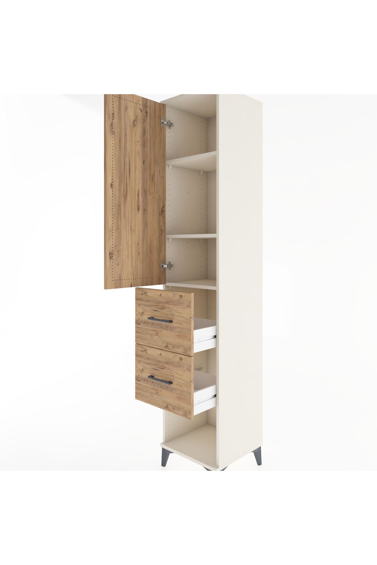 Hyperion Dolap 3 Raflı 2 Çekmeceli Tek Kapaklı 44x44x221 - S61M131V3B