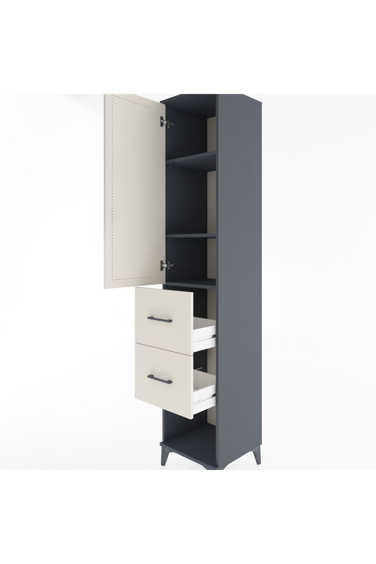 Hyperion Dolap 3 Raflı 2 Çekmeceli Tek Kapaklı 44x44x221 - S61M131V4B