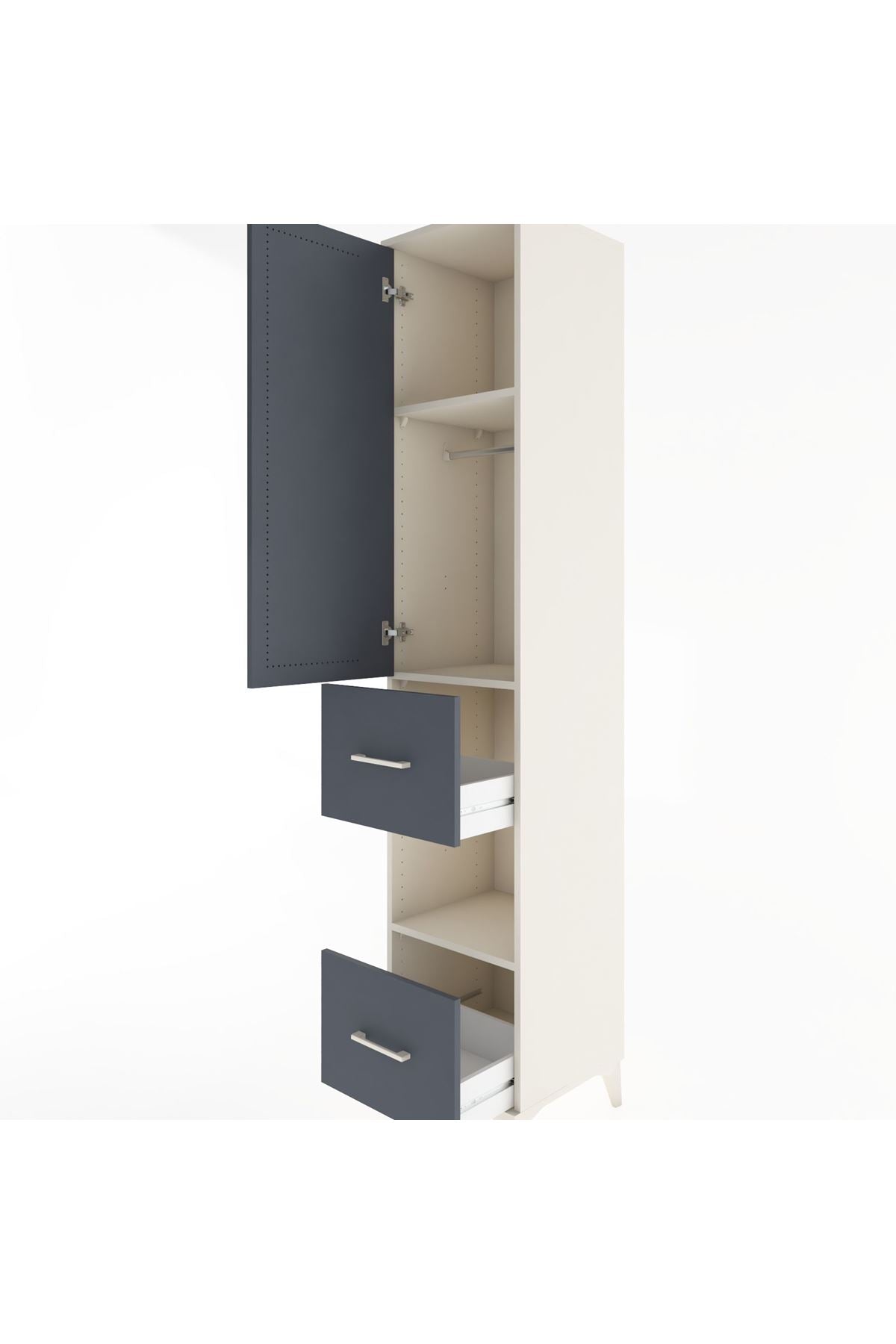 Hyperion Dolap 3 Raflı 2 Çekmeceli Tek Askılı 44x44x221 - S61M132V2B