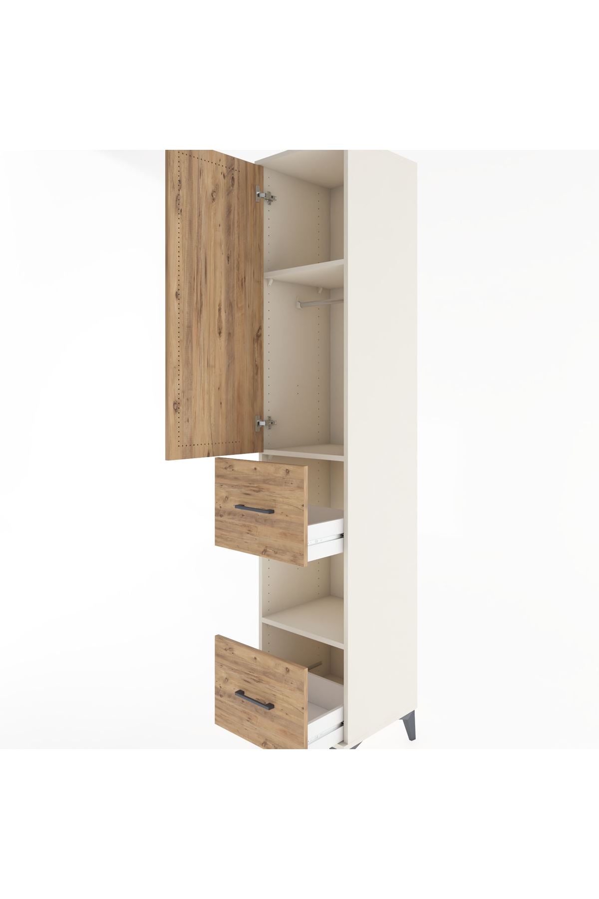 Hyperion Dolap 3 Raflı 2 Çekmeceli Tek Askılı 44x44x221 - S61M132V3B