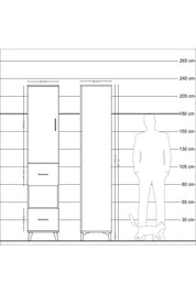 Hyperion Dolap 3 Raflı 2 Çekmeceli Tek Askılı 44x44x221 - S61M132V3B
