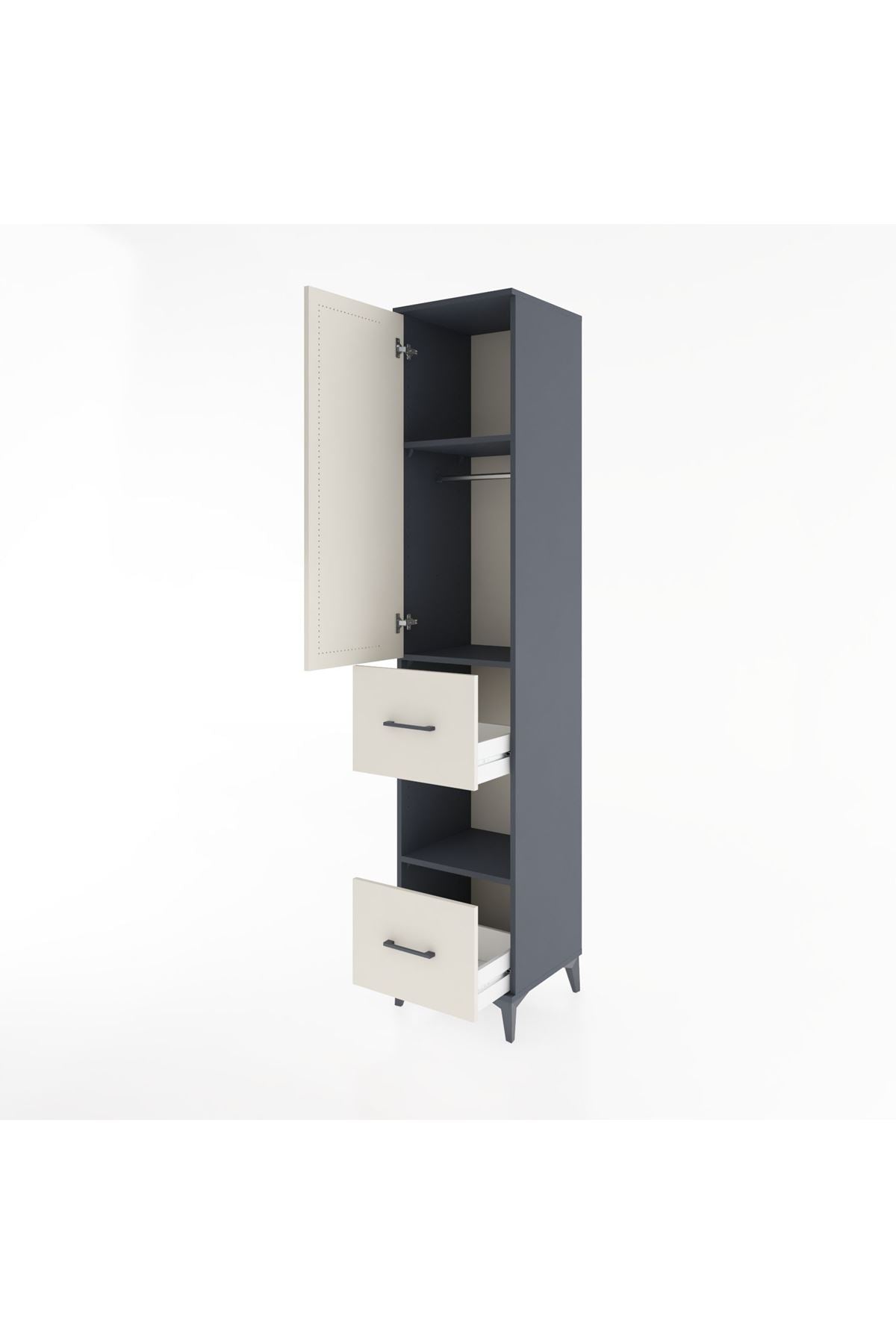 Hyperion Dolap 3 Raflı 2 Çekmeceli Tek Askılı 44x44x221 - S61M132V4B