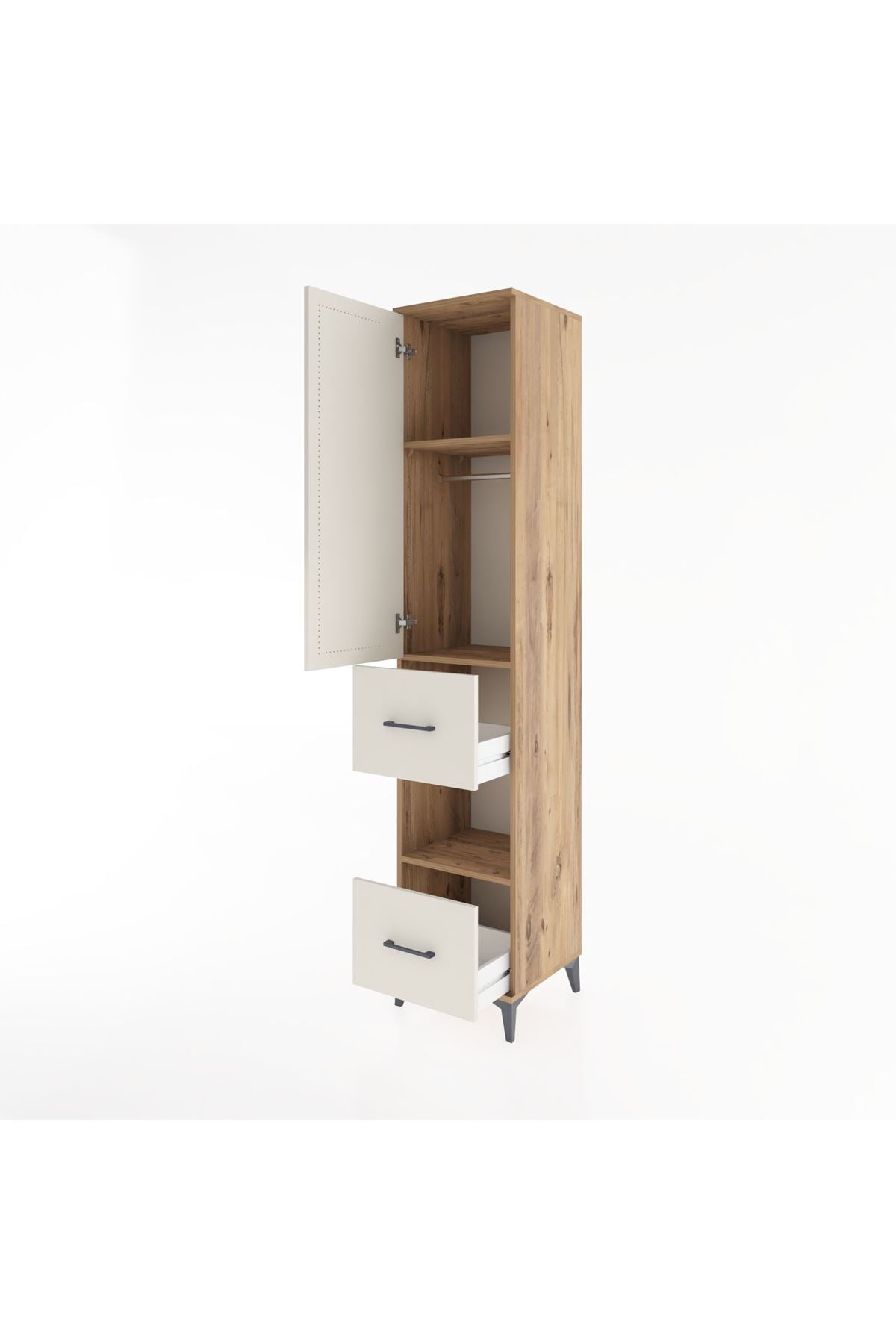Hyperion Dolap 3 Raflı 2 Çekmeceli Tek Askılı 44x44x221 - S61M132V7B