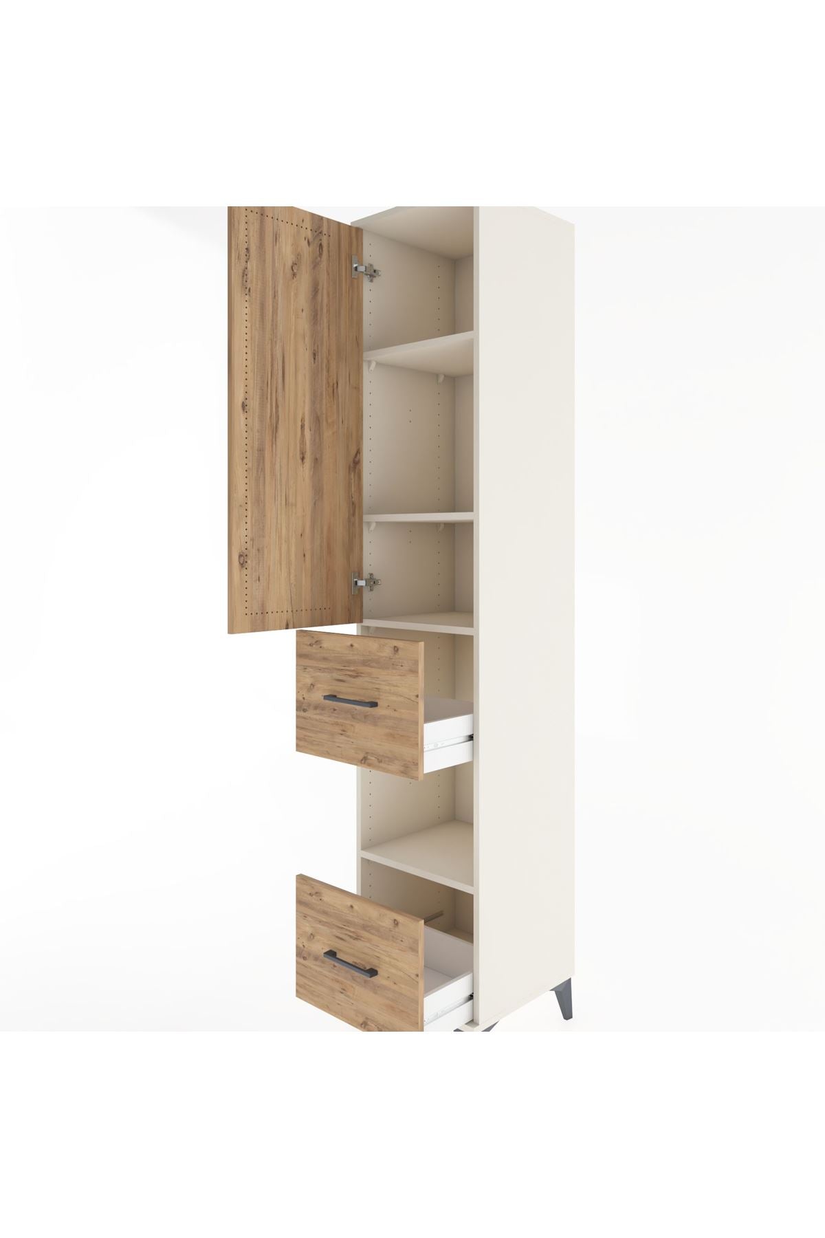 Hyperion Dolap 4 Raflı 2 Çekmeceli Tek Kapaklı 44x44x221 - S61M133V3B