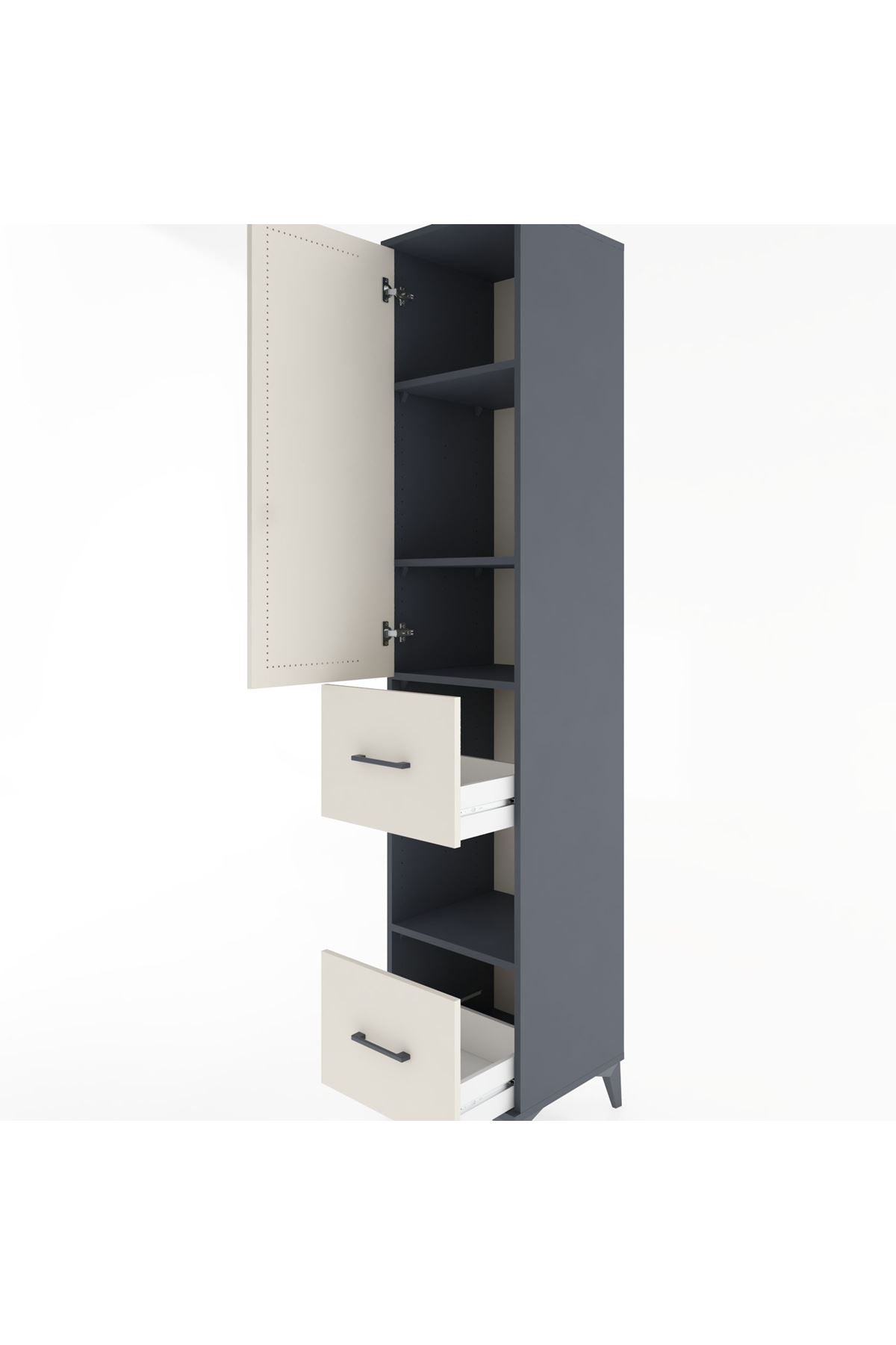 Hyperion Dolap 4 Raflı 2 Çekmeceli Tek Kapaklı 44x44x221 - S61M133V4B