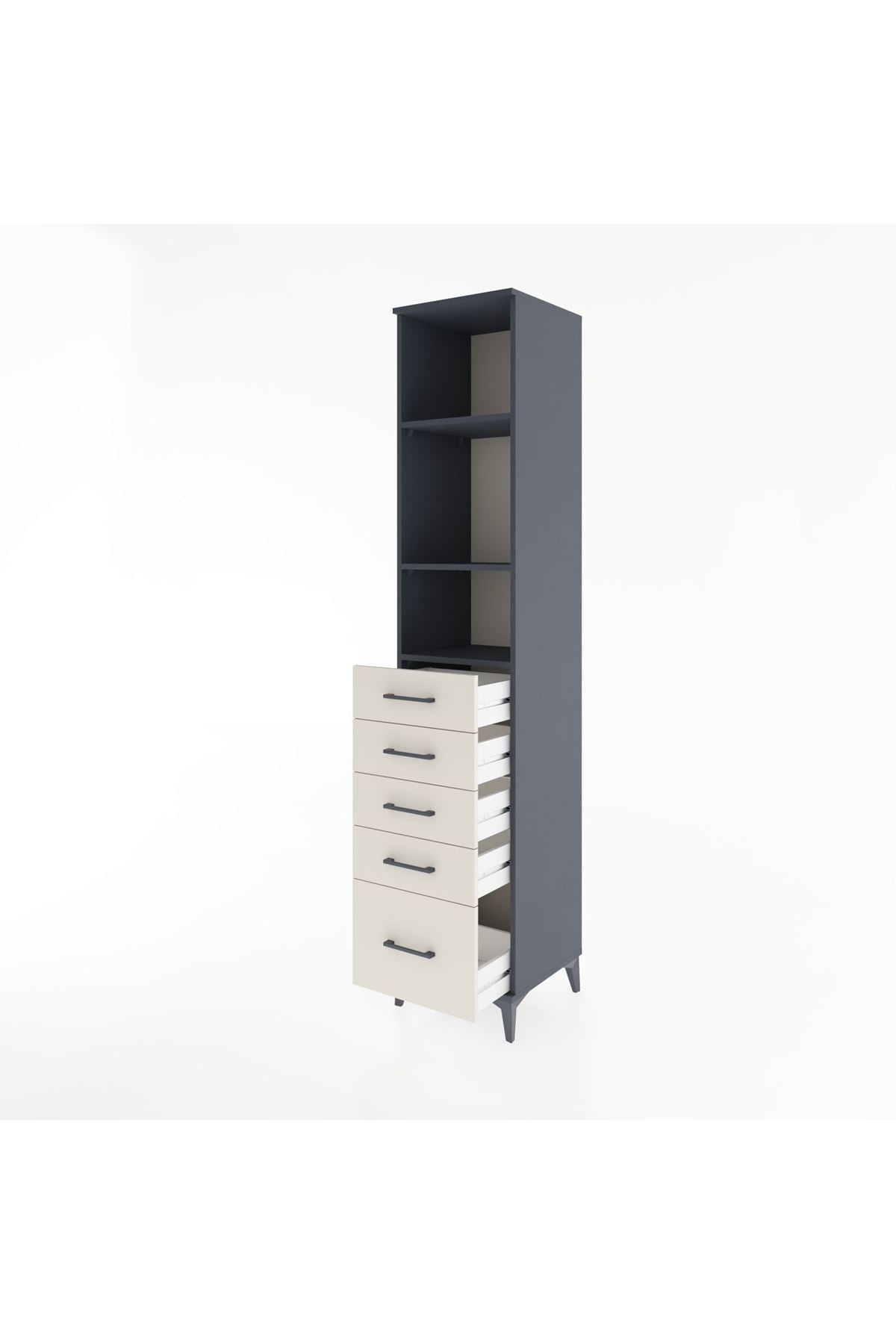 Hyperion Dolap 3 Raflı 5 Çekmeceli 44x44x221 - S61M139V4B