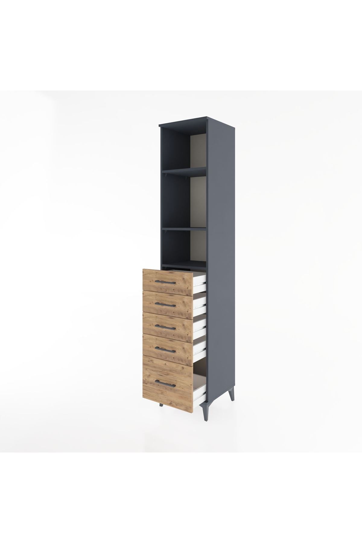 Hyperion Dolap 3 Raflı 5 Çekmeceli 44x44x221 - S61M139V6B