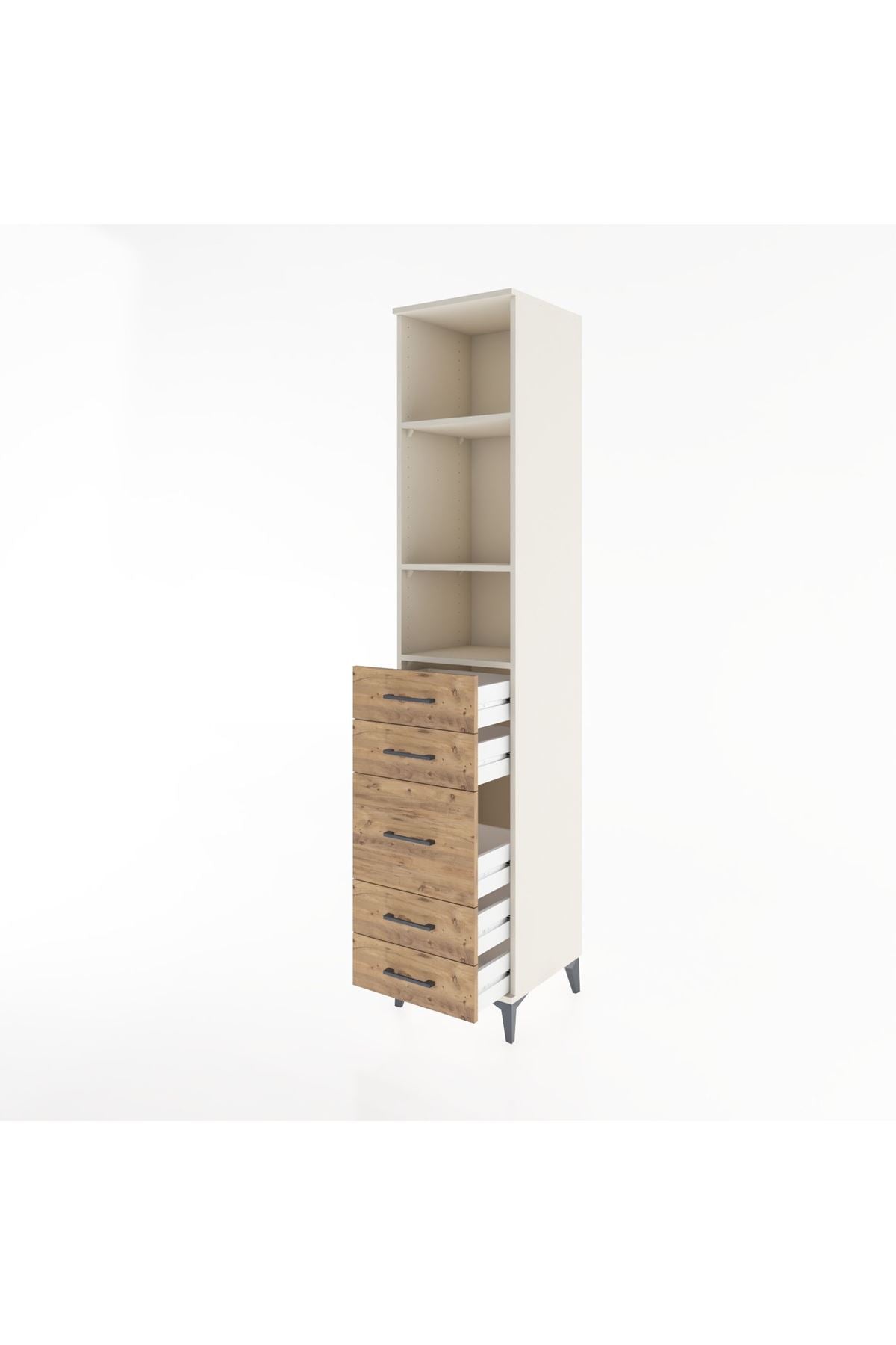 Hyperion Dolap 3 Raflı 5 Çekmeceli 44x44x221 - S61M141V3B