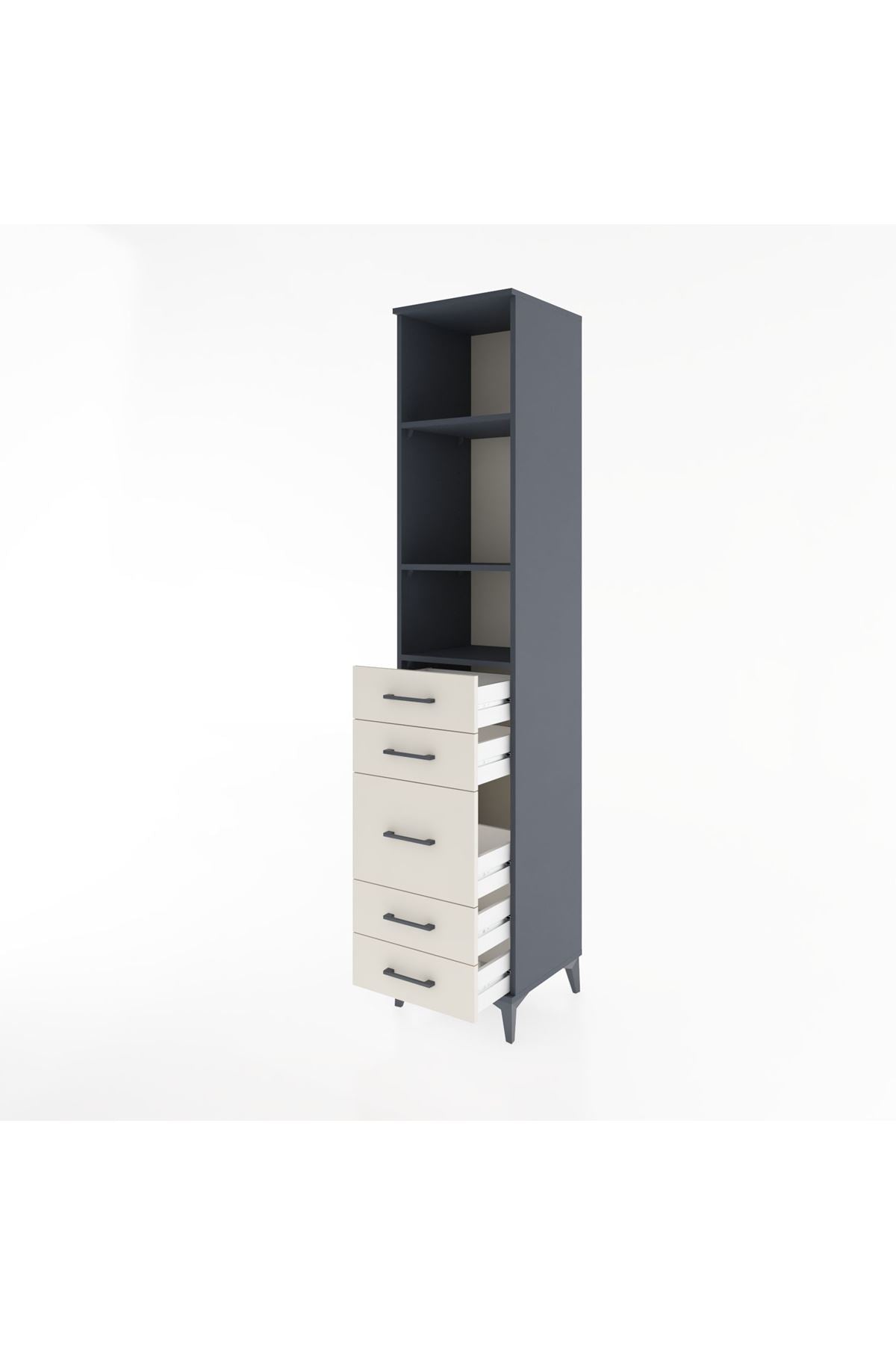 Hyperion Dolap 3 Raflı 5 Çekmeceli 44x44x221 - S61M141V4B