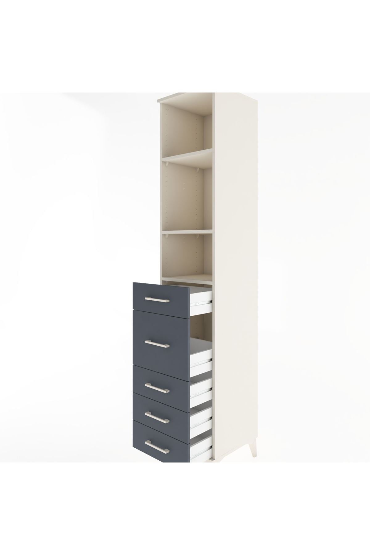 Hyperion Dolap 3 Raflı 5 Çekmeceli 44x44x221 - S61M142V2B