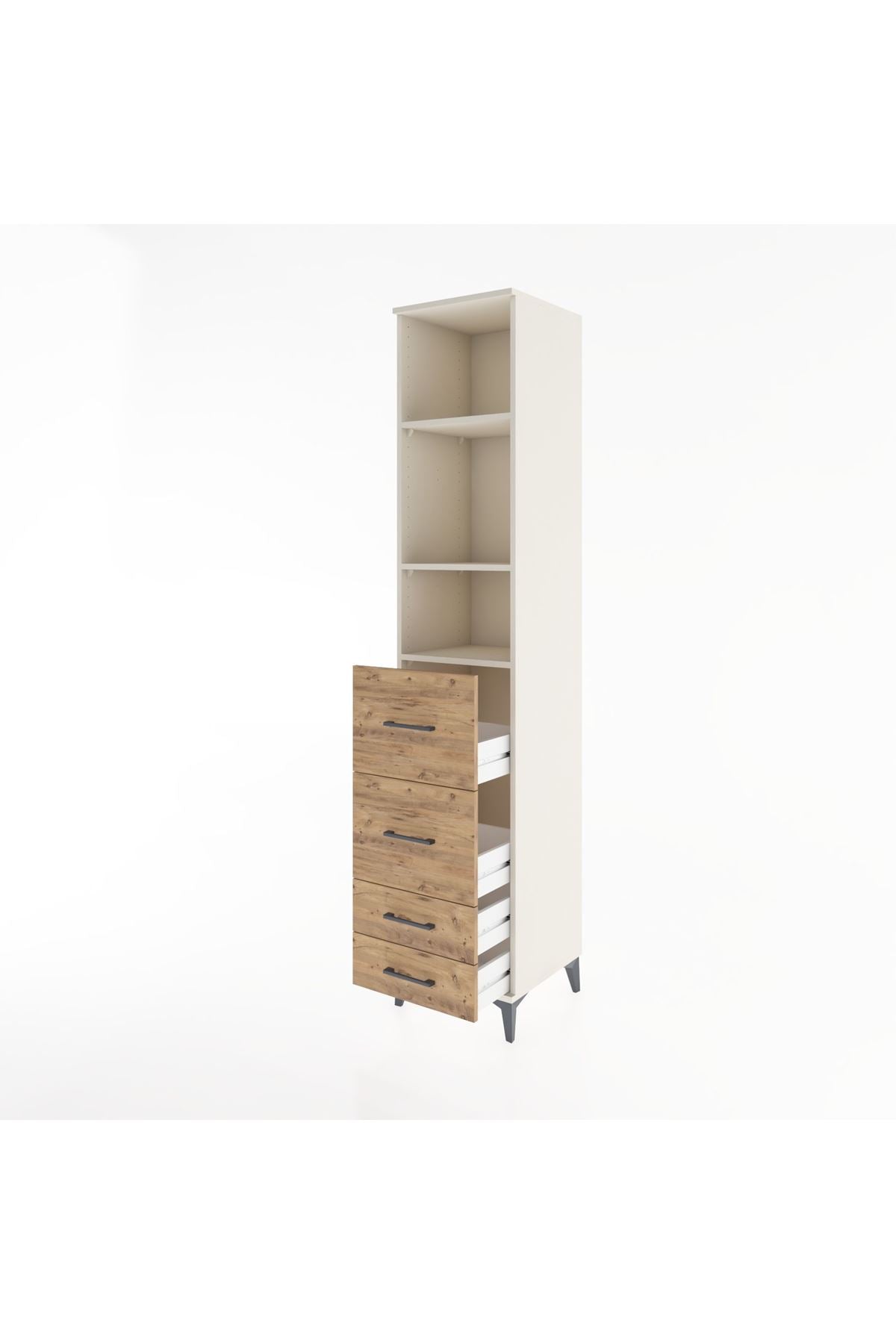 Hyperion Dolap 3 Raflı 4 Çekmeceli 44x44x221 - S61M144V3B