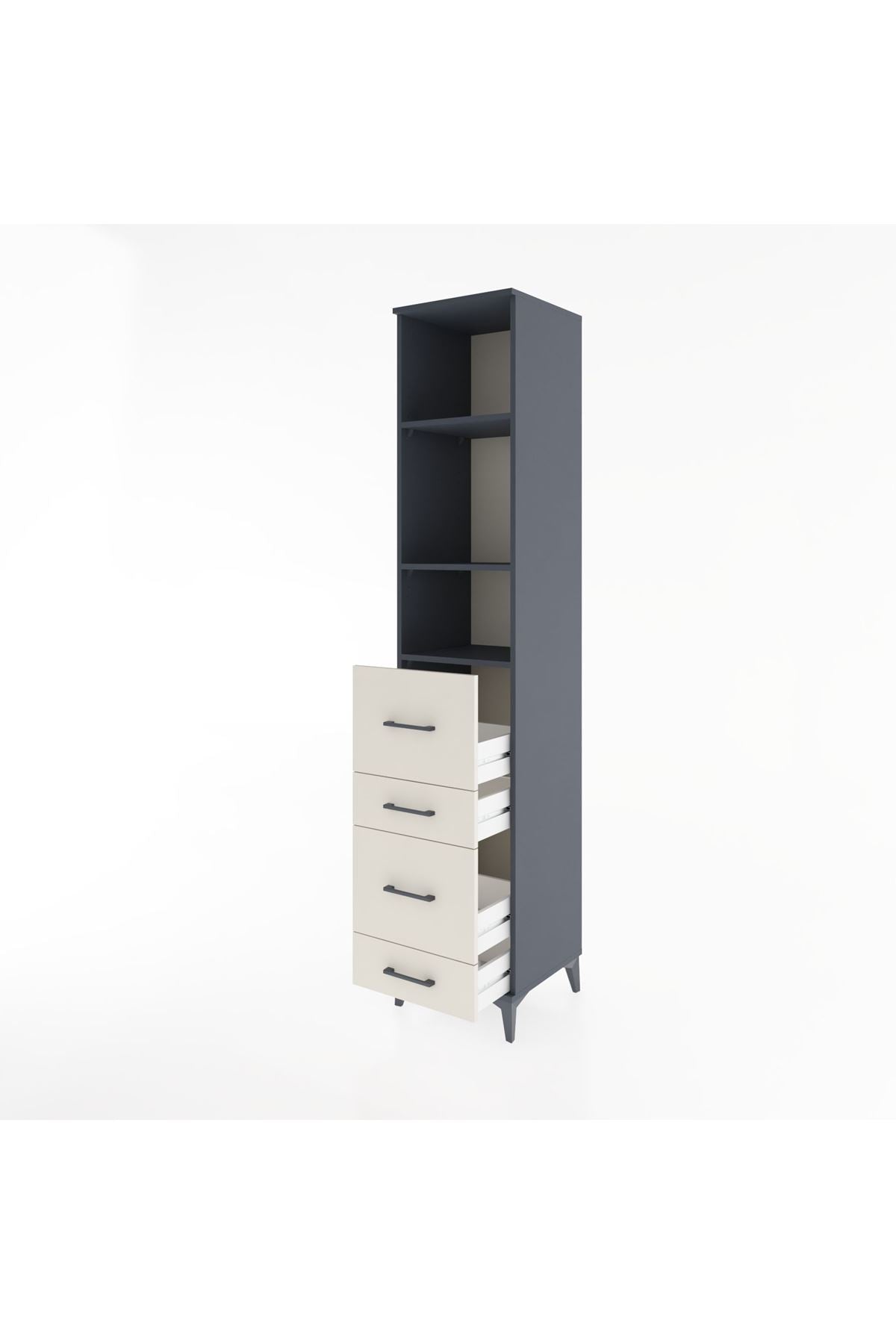 Hyperion Dolap 3 Raflı 4 Çekmeceli 44x44x221 - S61M146V4B