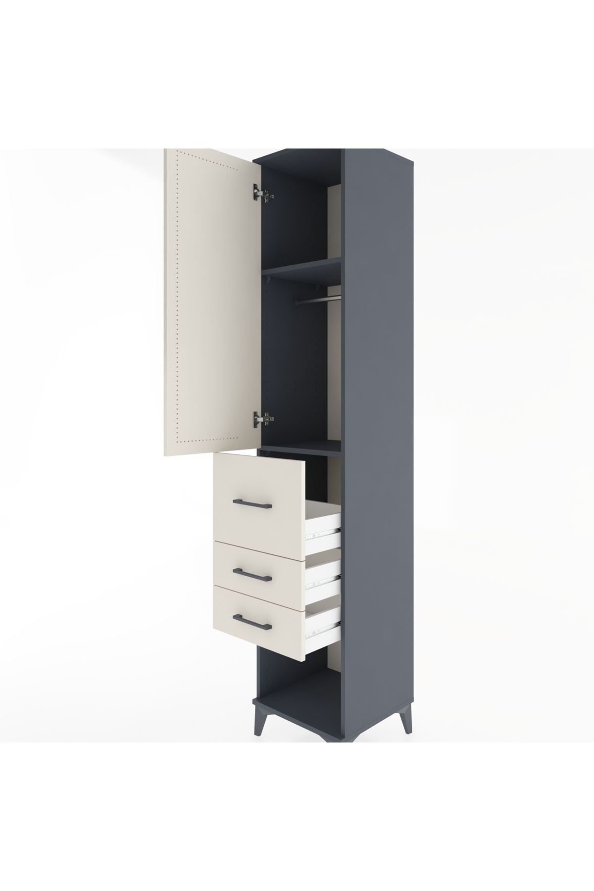 Hyperion Dolap 2 Raflı 3 Çekmeceli Tek Askılı 44x44x221 - S61M151V4B