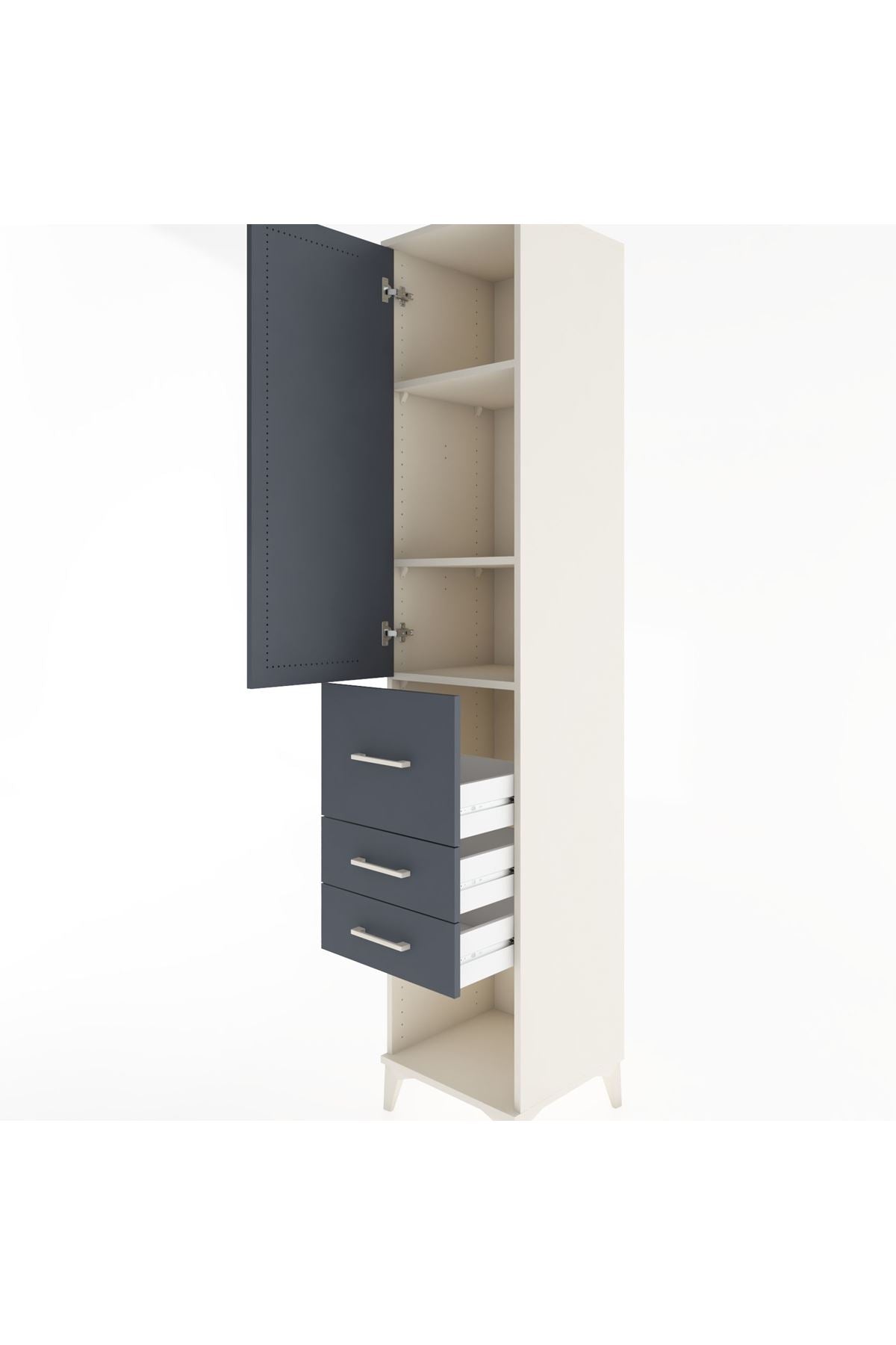 Hyperion Dolap 3 Raflı 3 Çekmeceli Tek Kapaklı 44x44x221 - S61M152V2B