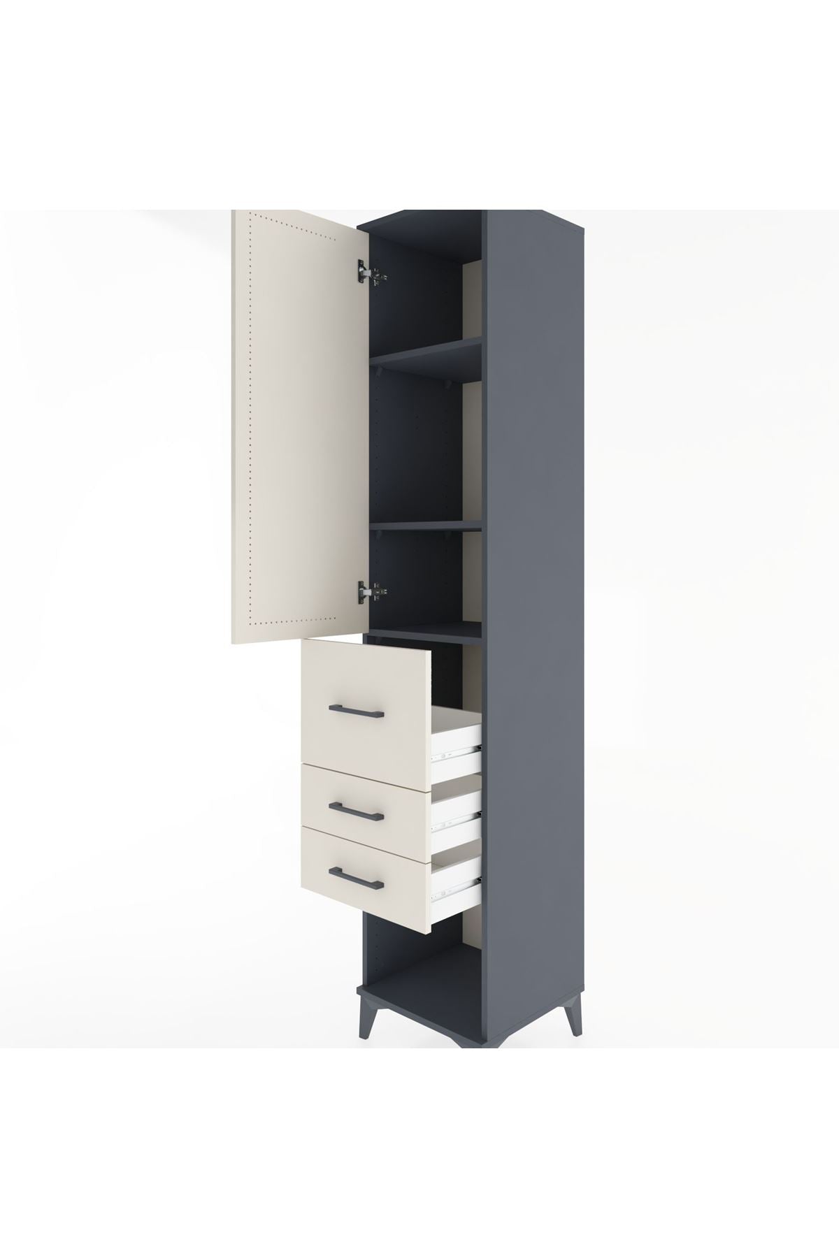 Hyperion Dolap 3 Raflı 3 Çekmeceli Tek Kapaklı 44x44x221 - S61M152V4B